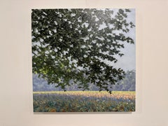 Field Painting August 24 - Summer Landscape Tree Wildflowers, 2020