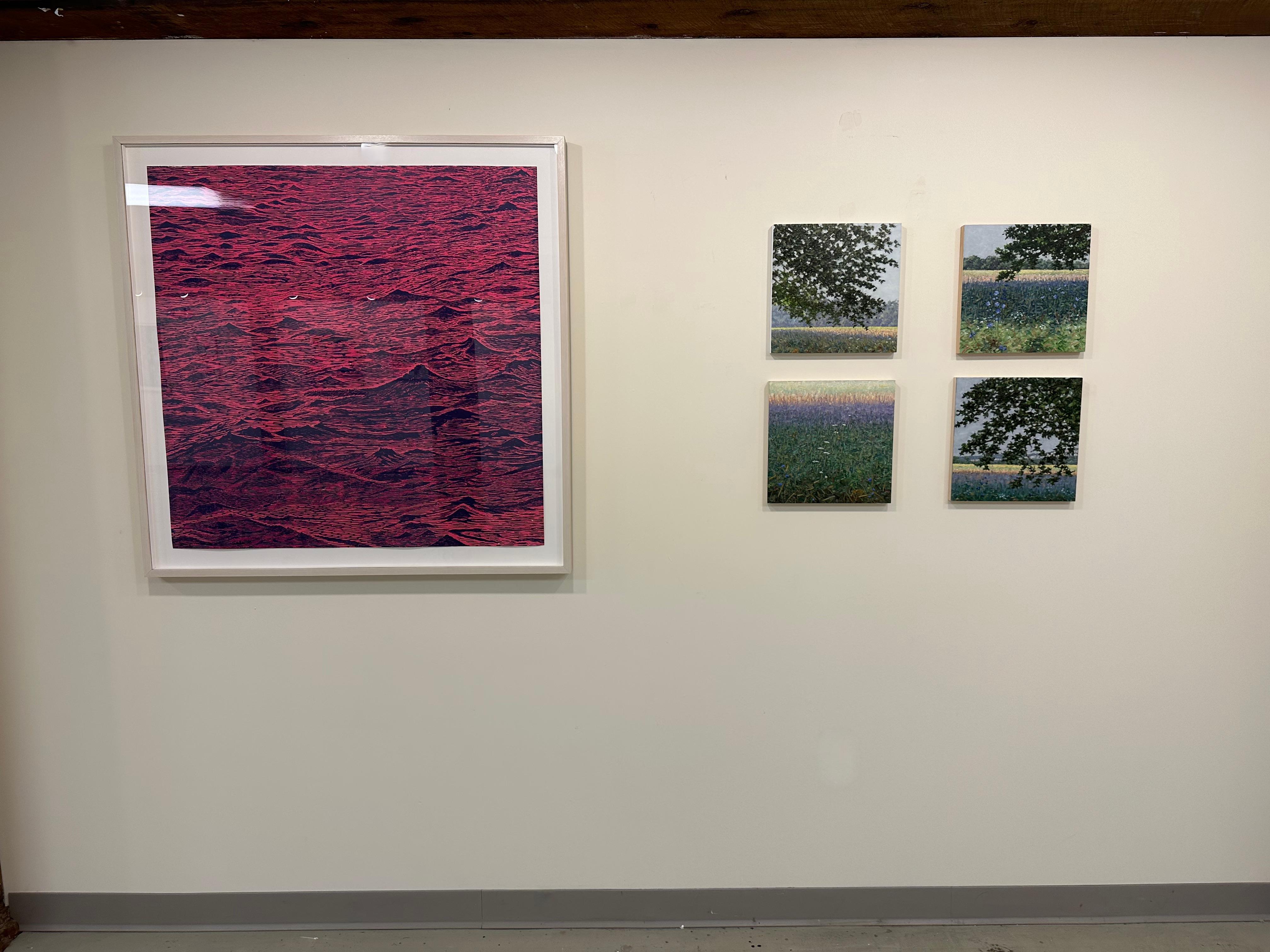 Pintura de Campo 24 de Agosto - Paisaje de Verano Árbol Flores Silvestres, 2020 en venta 3