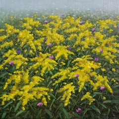 Pintura de campo 28 de agosto - Paisaje contemporáneo Flores de vara de oro amarilla, 2025