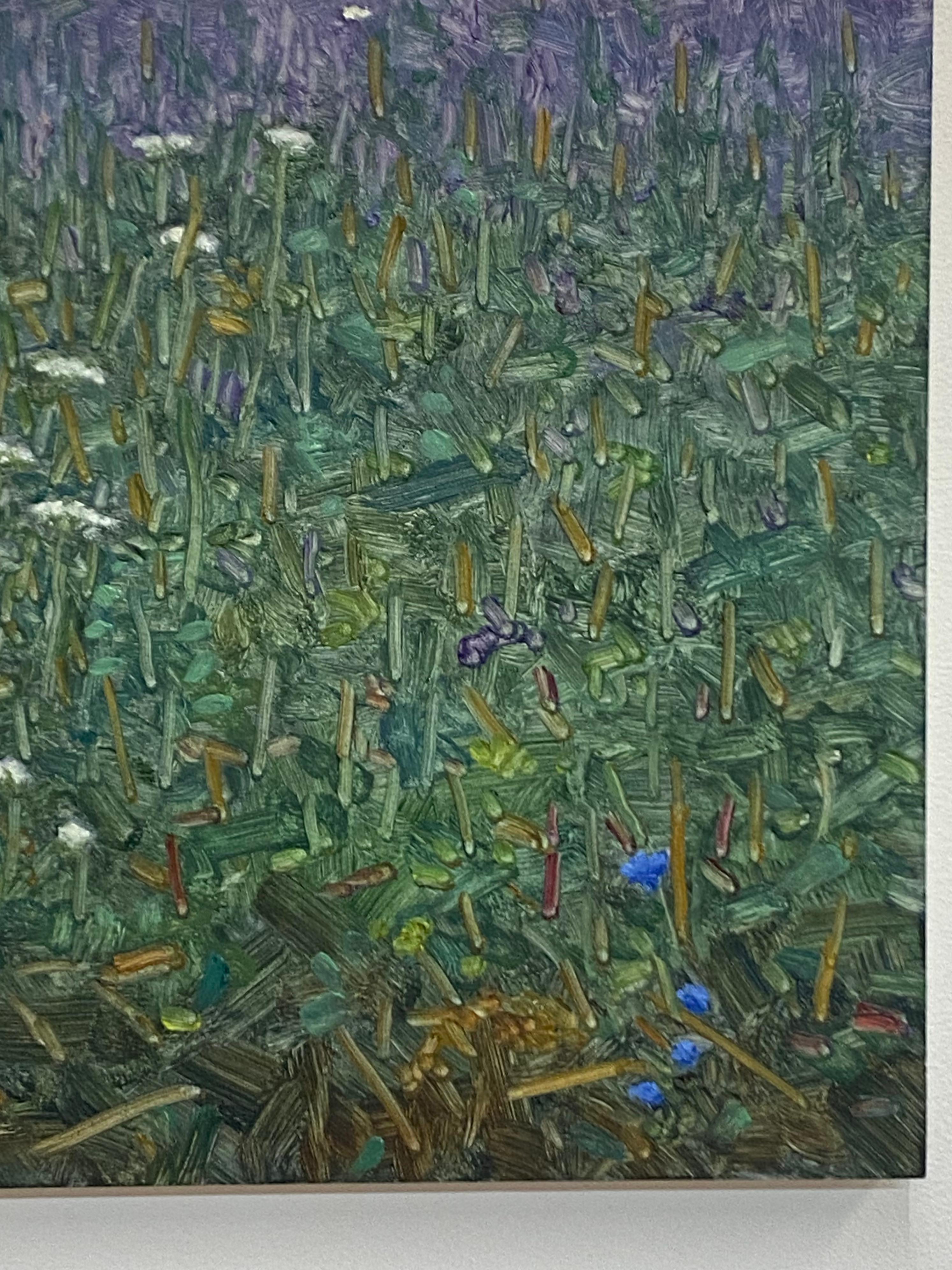 Pittura di campo 3 agosto 2021, viola, bianco, blu Fiori di lavanda Erba verde 2