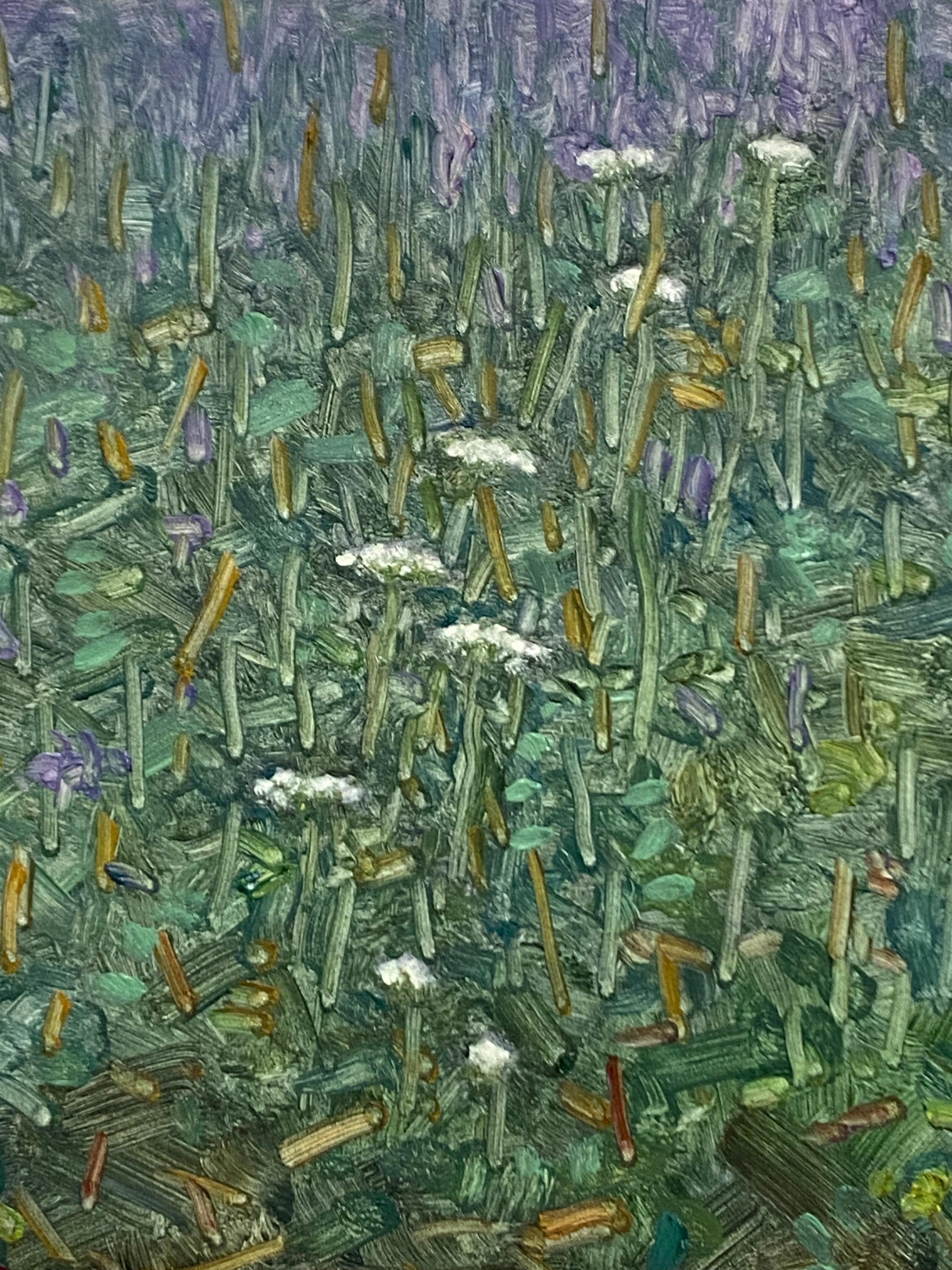 Pittura di campo 3 agosto 2021, viola, bianco, blu Fiori di lavanda Erba verde 3