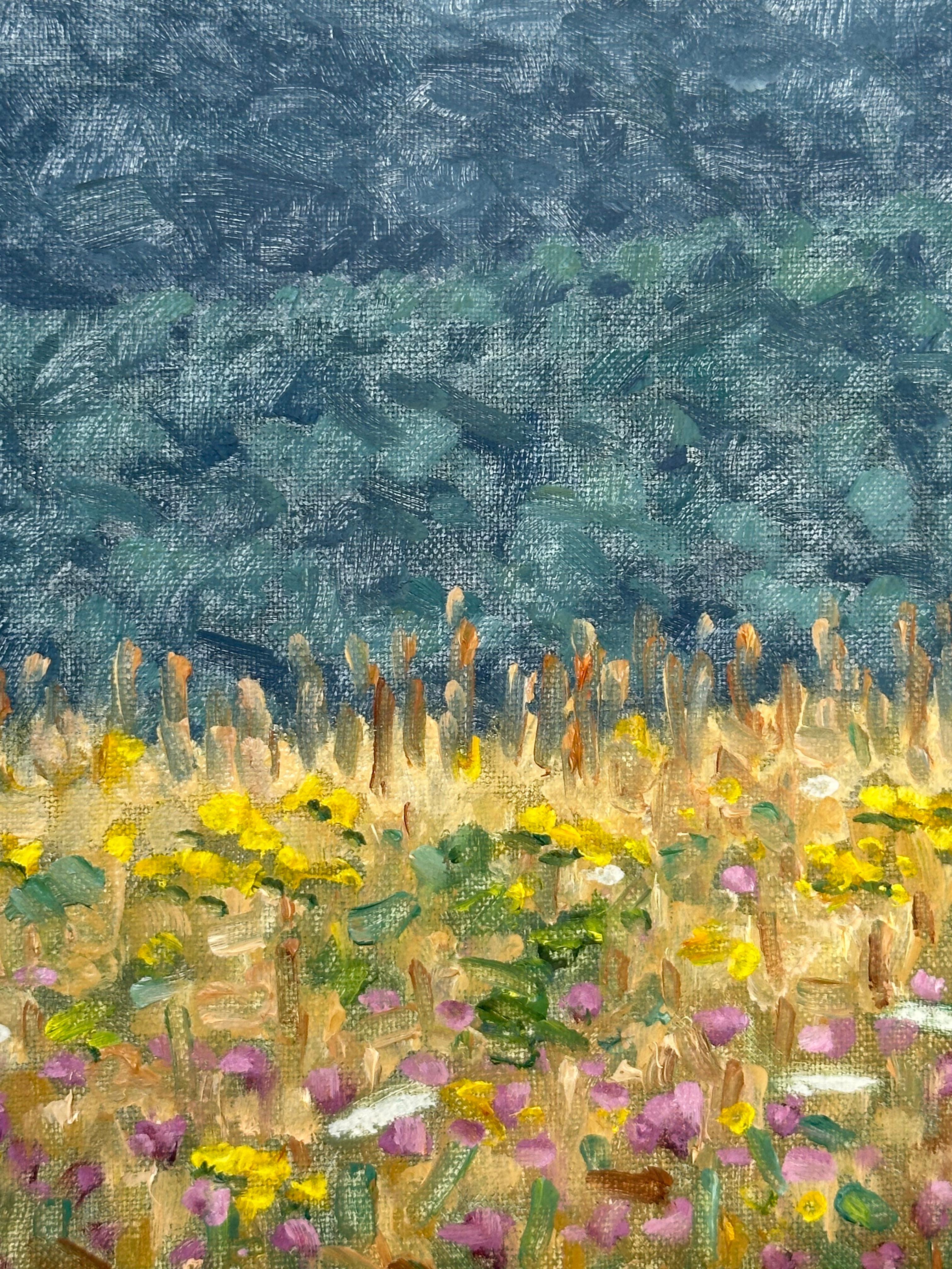 Pintura de campo 3 de agosto - Paisaje contemporáneo Pintura al óleo Flores, 2023 - Painting Contemporáneo de Thomas Sarrantonio