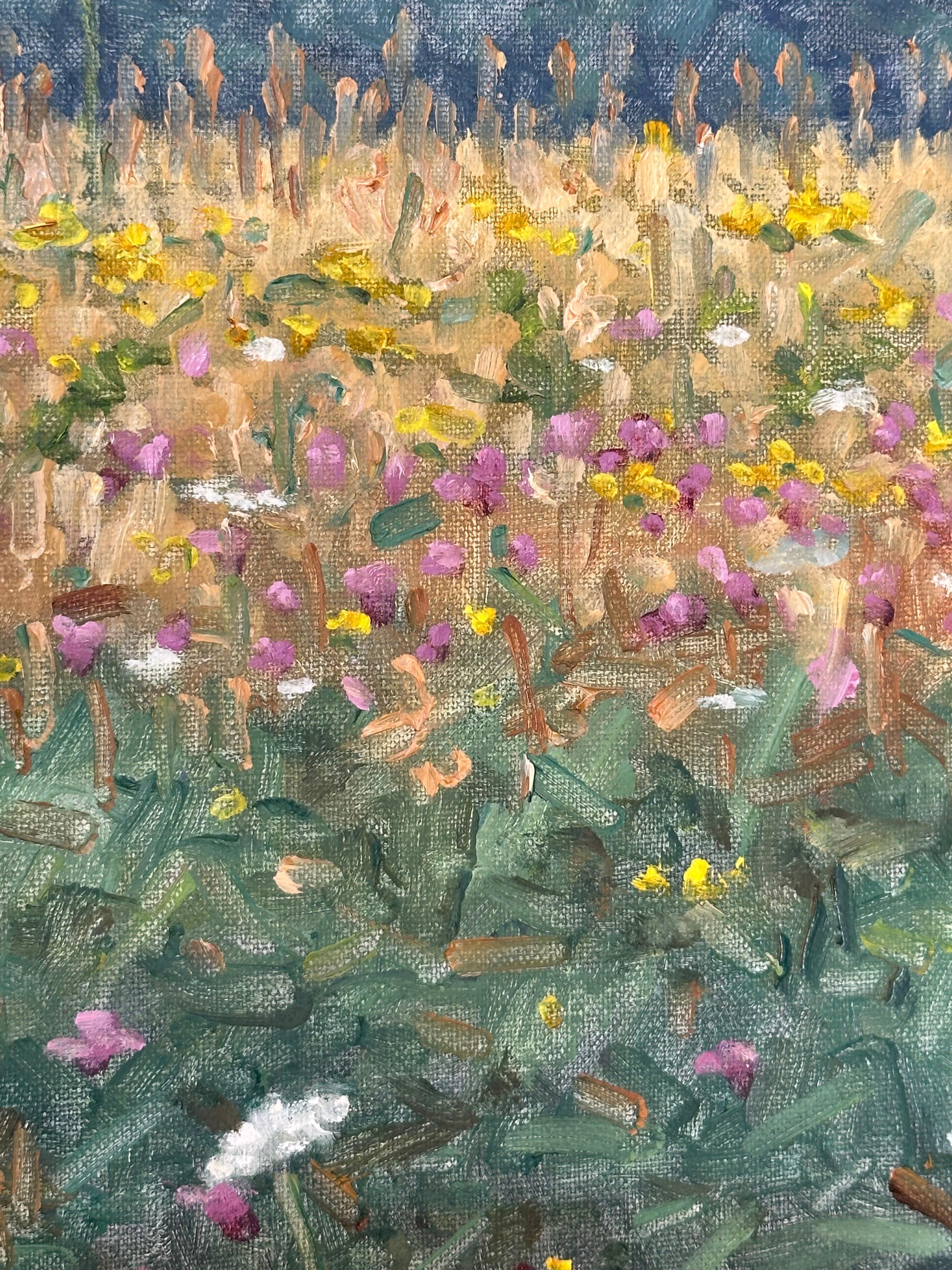 Pintura de campo 3 de agosto - Paisaje contemporáneo Pintura al óleo Flores, 2023 en venta 2
