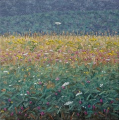 Field Painting August 3 - Contemporary Landscape Oil Painting Blumen, 2023
