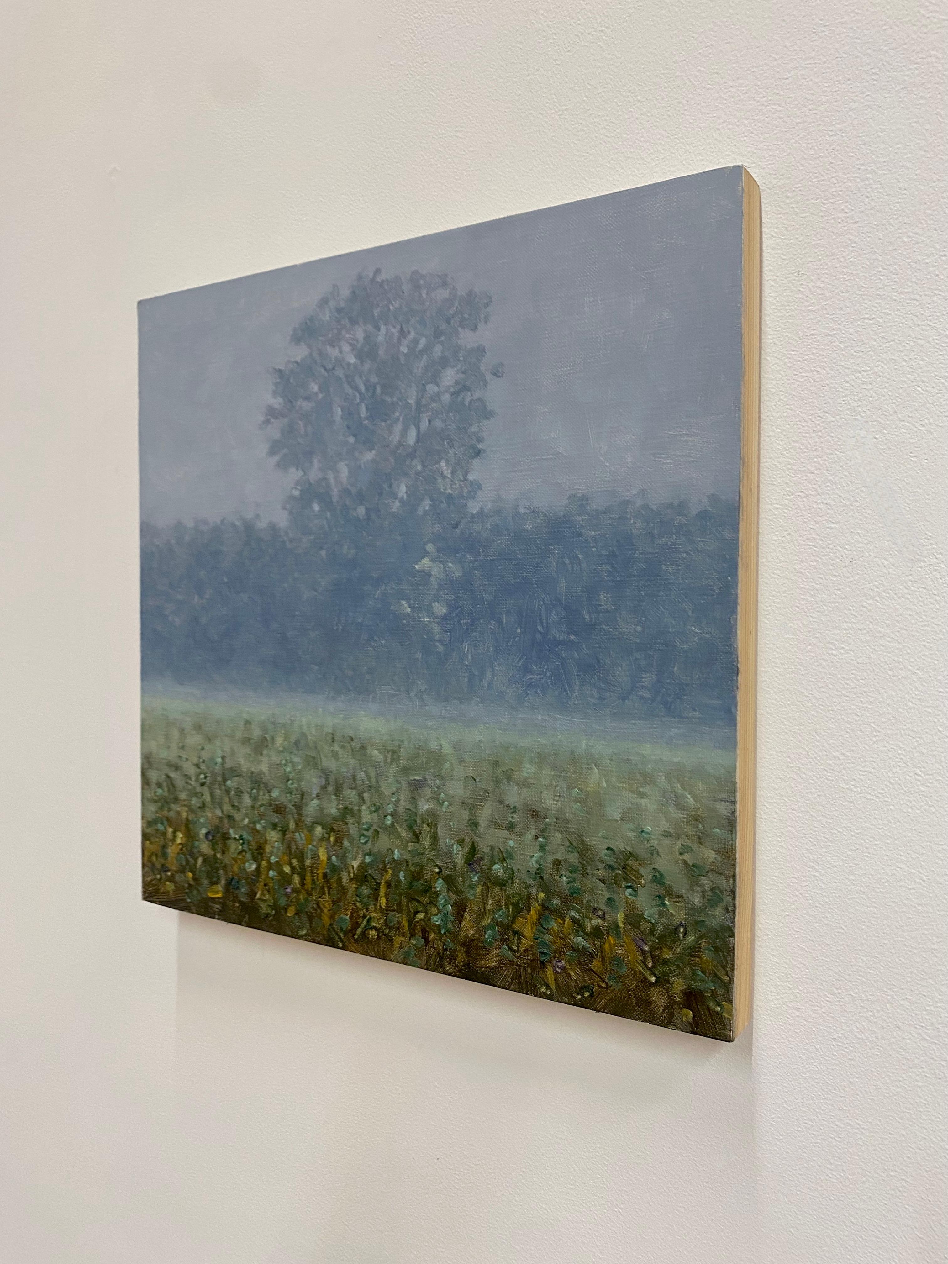 Pintura de campo 31 de agosto - Paisaje contemporáneo Árbol en niebla gris, 2021 en venta 6
