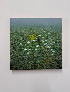 Peinture de terrain 5 août - Peinture de paysage contemporaine Fleurs jaunes, 2025