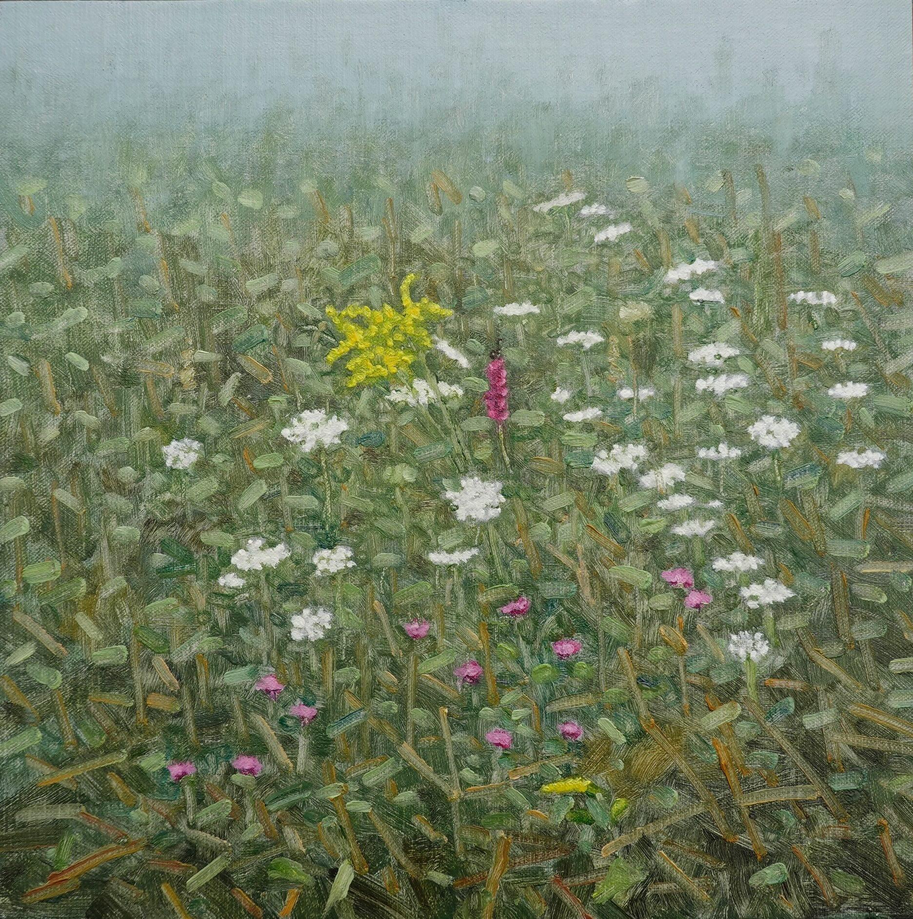 Field Painting August 5 - Contemporary Landscape Painting Yellow Flowers, 2025