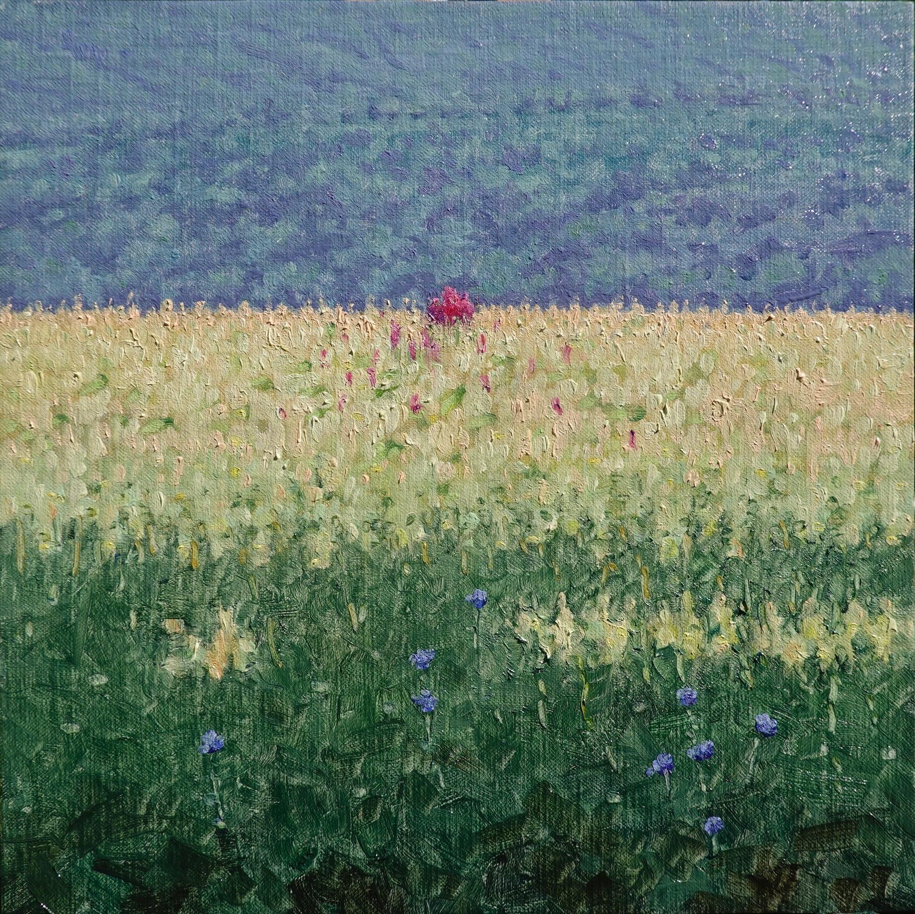 Field Painting August 8 - Contemporary Landscape Painting Flowers Hills, 2025