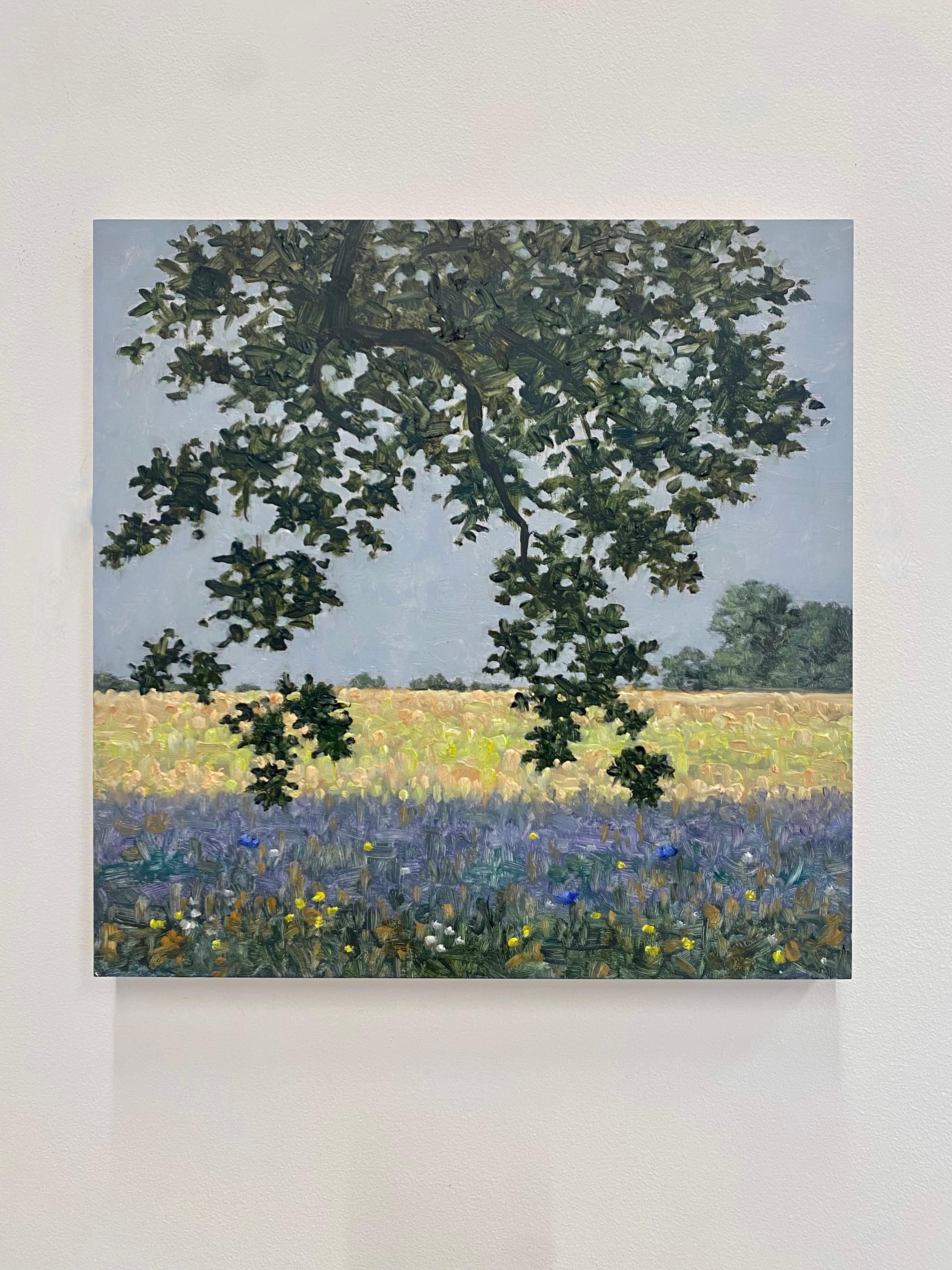 Pittura di campo 1 luglio - Paesaggio contemporaneo albero fiori di lillà, 2022 - Painting di Thomas Sarrantonio
