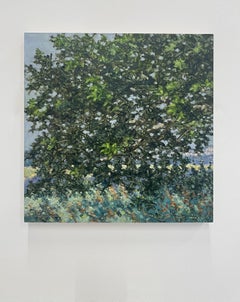 Field Painting July 15 - Contemporary Landscape Green Tree Leaves Summer, 2022