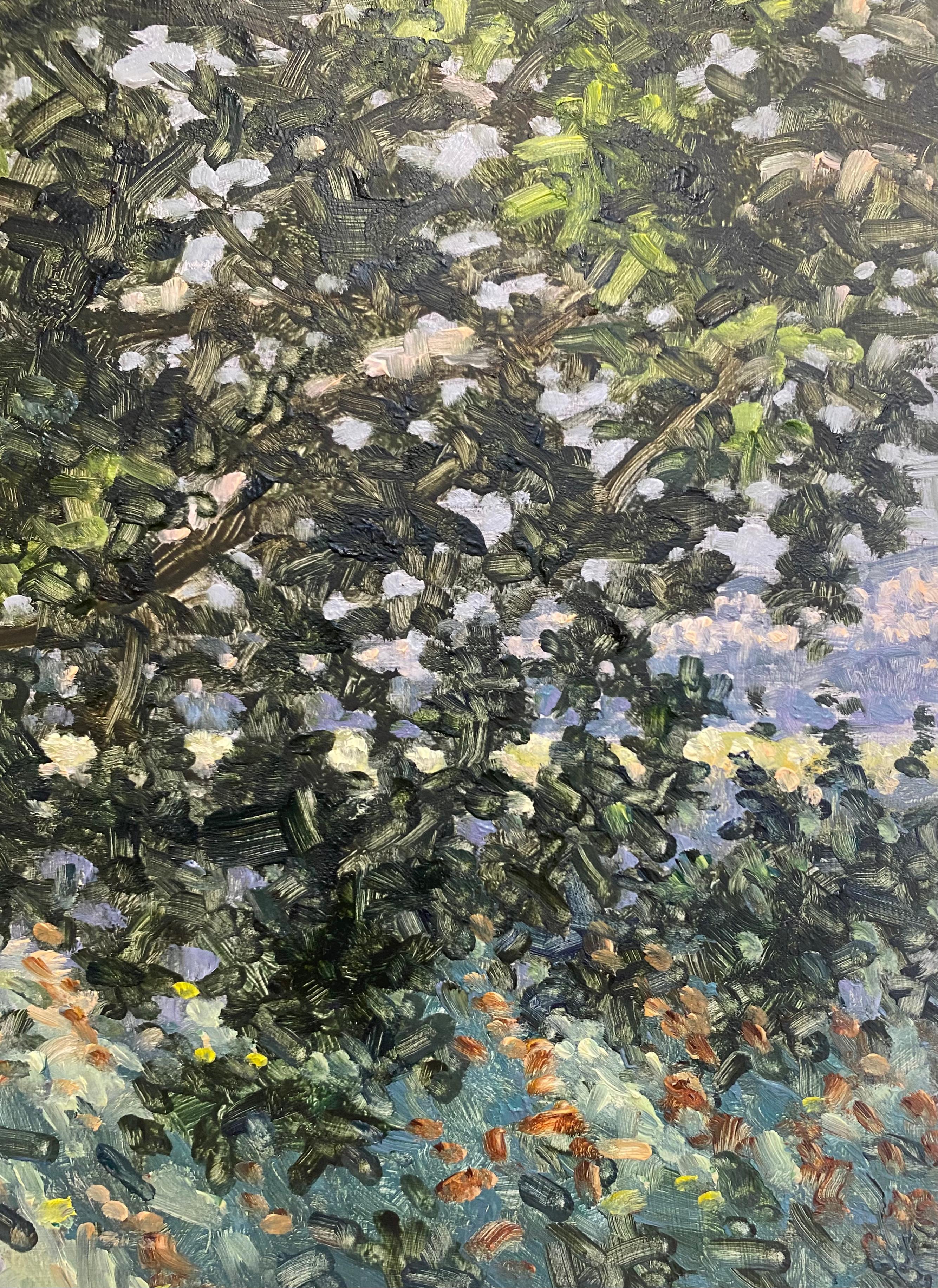 Peinture de terrain 15 juillet - Contemporary Landscape Green Tree Leaves Summer, 2022 en vente 1