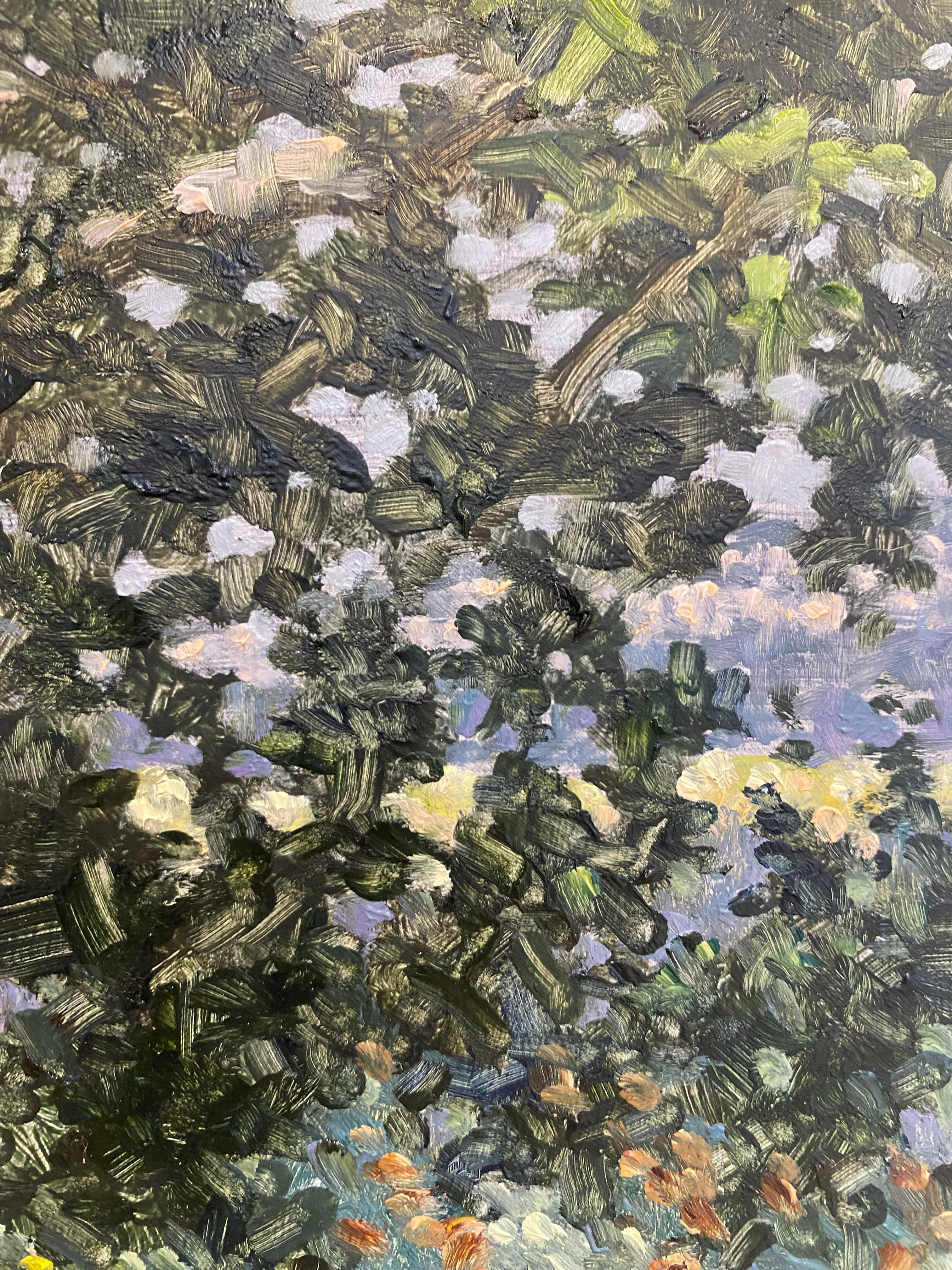 Peinture de terrain 15 juillet - Contemporary Landscape Green Tree Leaves Summer, 2022 en vente 3