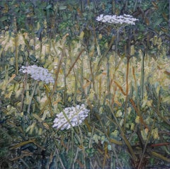 Field Painting July 20 2022 - White Queen Anne's Lace Flowers Green Grass, 2022