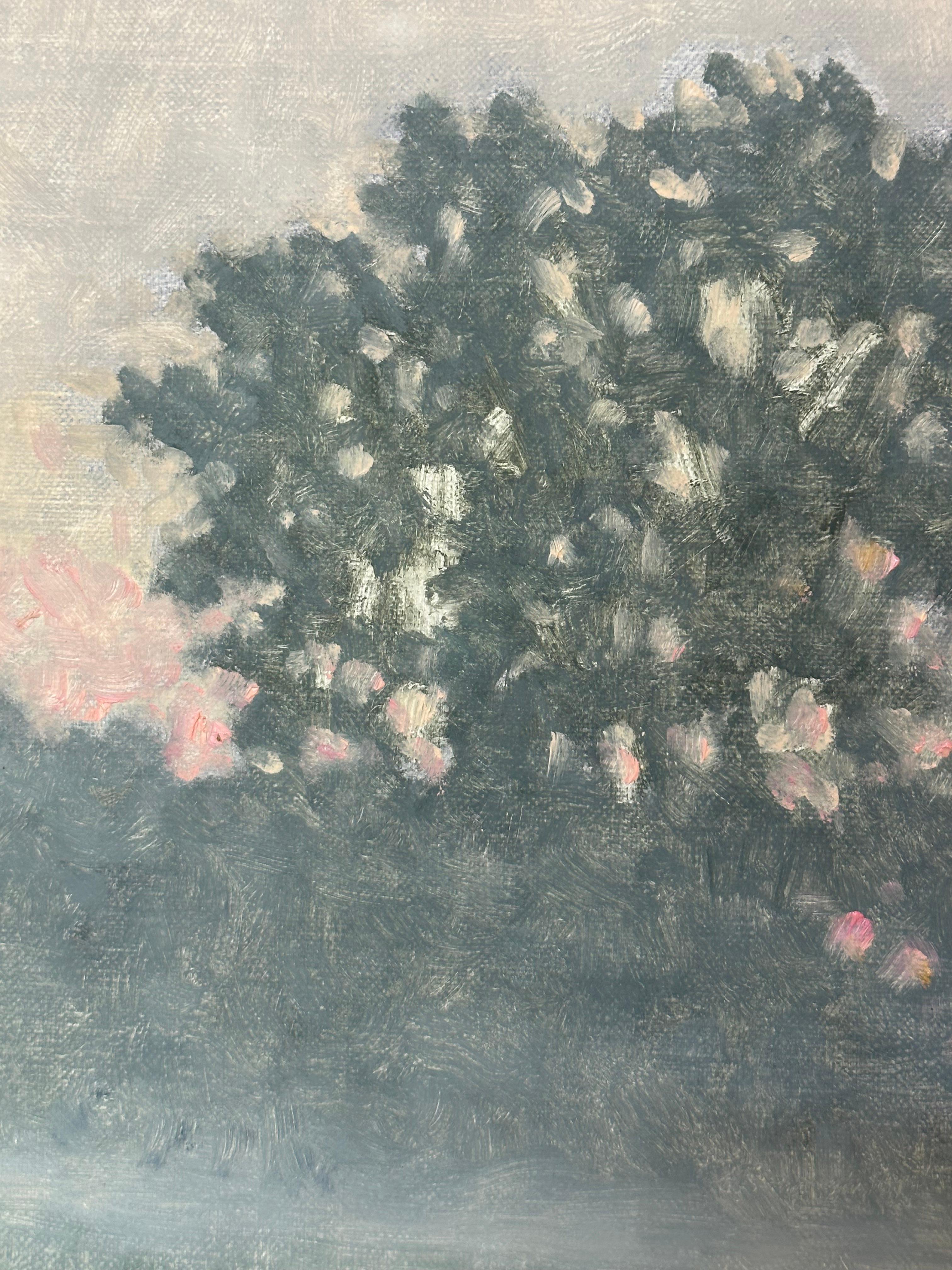 Peinture de terrain 20 juillet - Peinture de paysage contemporain Fleurs, 2023 - Gris Landscape Painting par Thomas Sarrantonio