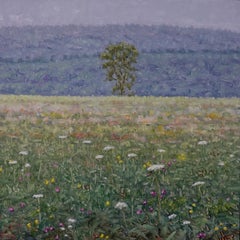 Field Painting July 27 - Contemporary Landscape Painting Flowers Trees, 2023