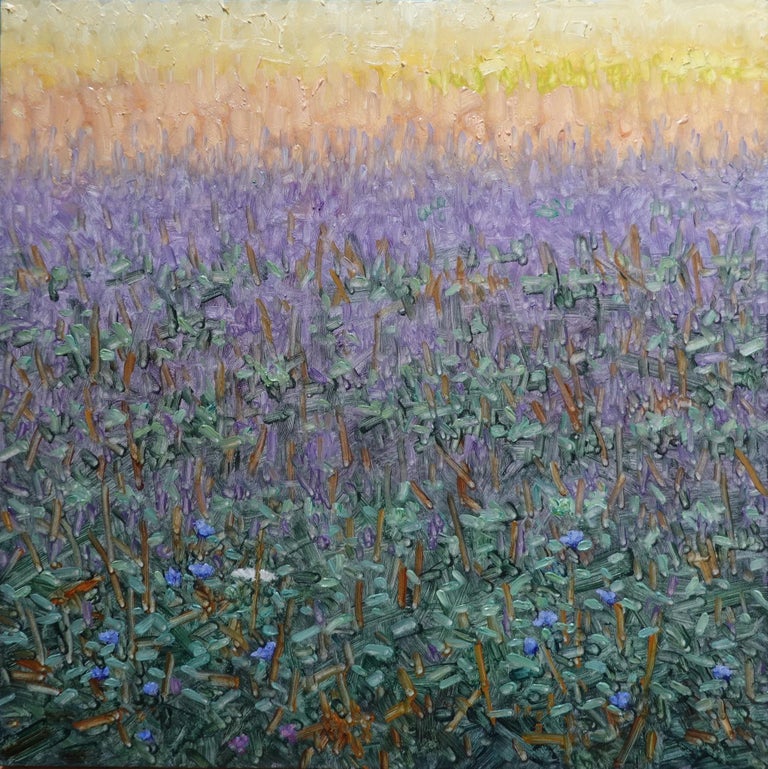 Tableau Mural En Verre Trempé – Coucher De Soleil Violet Sur Champ – Décoration Murale Moderne Et Unique, Toutes Tailles Disponibles