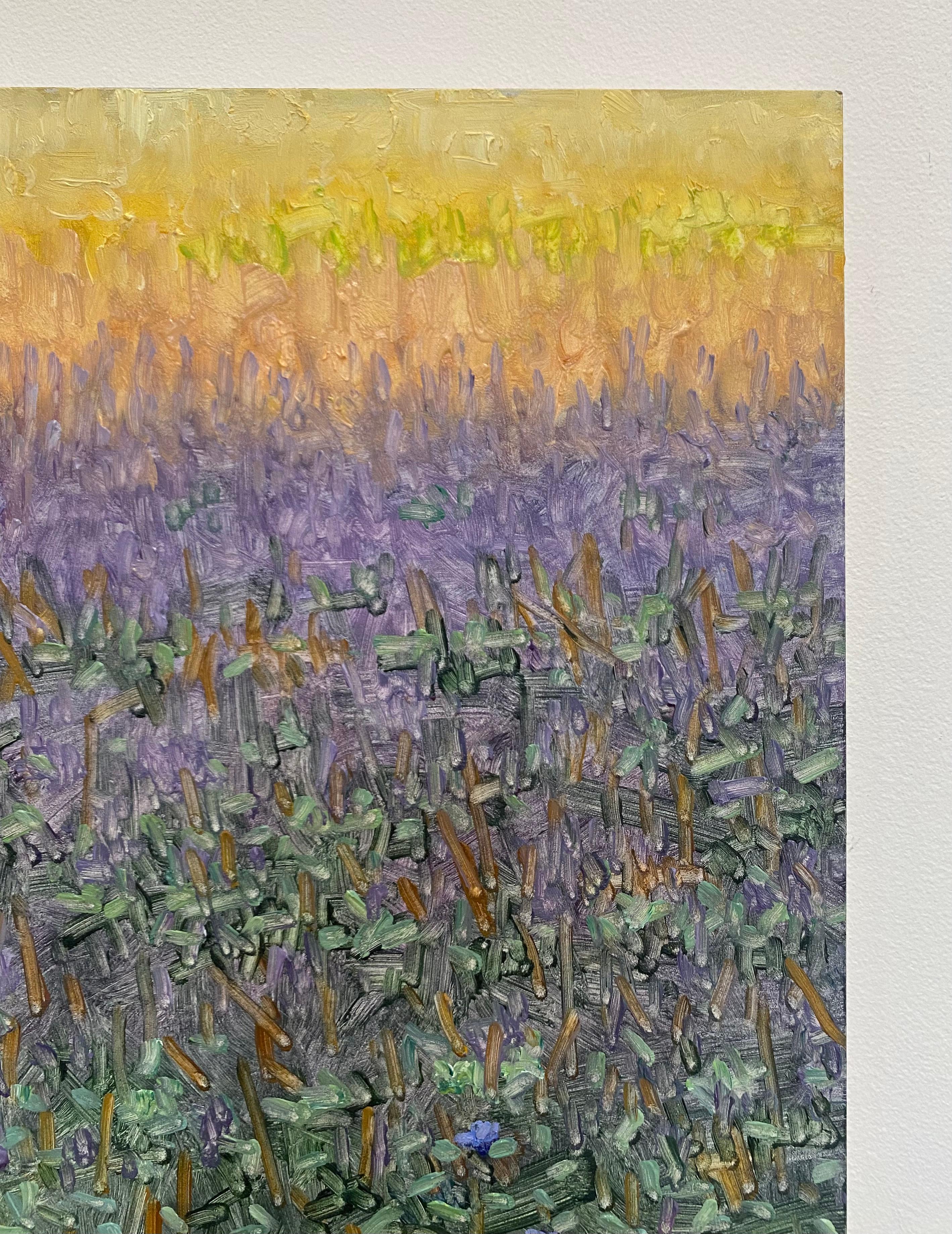 Field Painting July 29 2022, Purple, Violet Blue Flowers Green Grass Landscape For Sale 9
