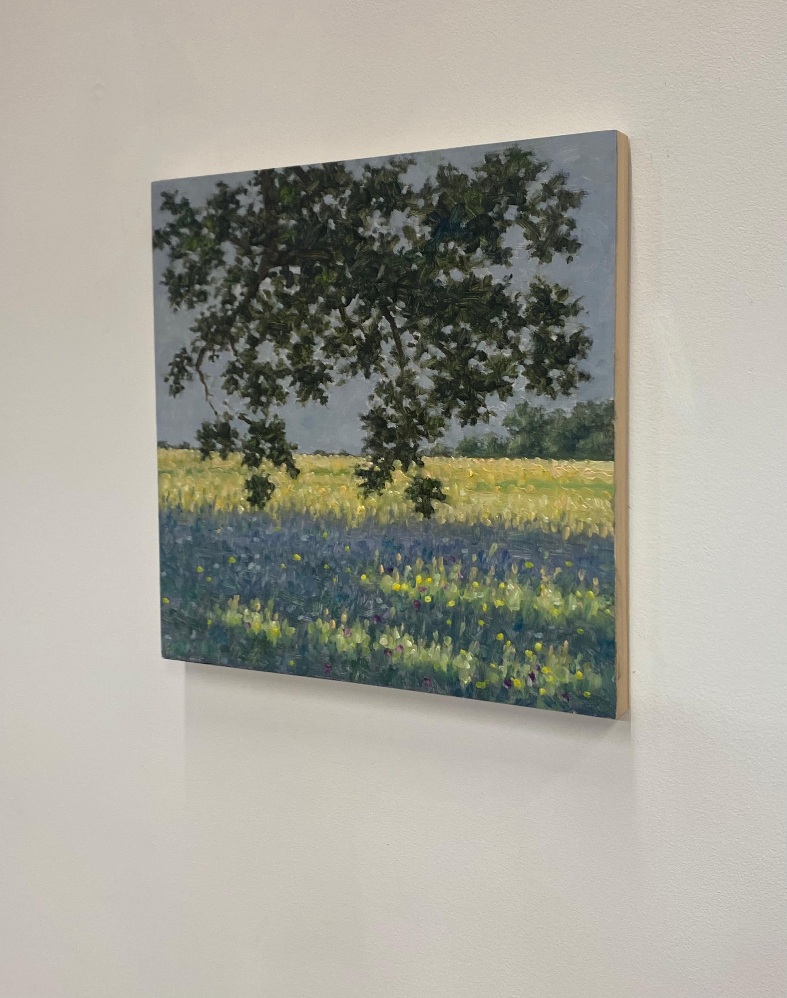 Field Painting June 15 2022, Summer Landscape, Green Tree, Purple Flowers For Sale 8