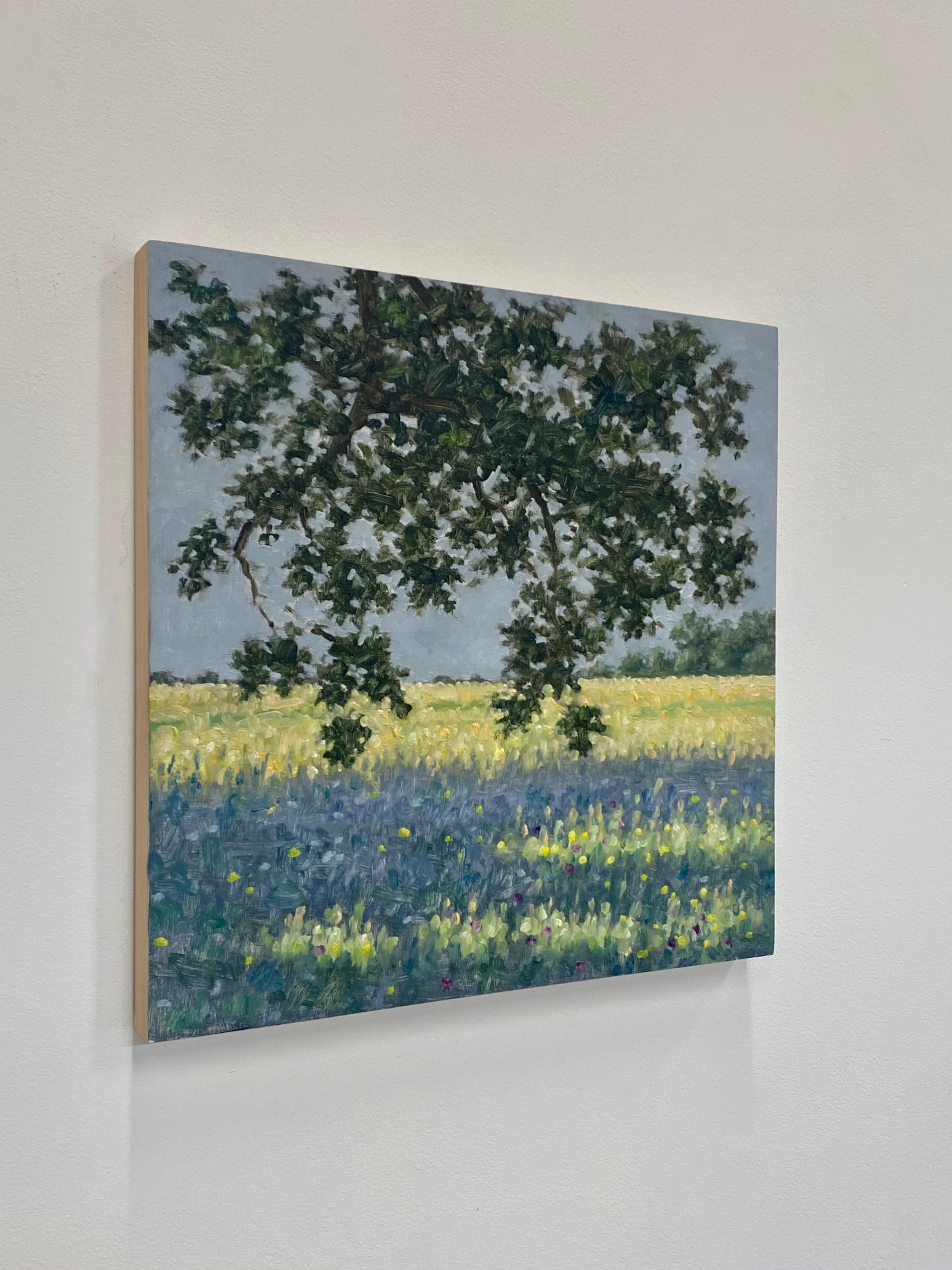 Field Painting June 15 2022, Summer Landscape, Green Tree, Purple Flowers For Sale 1
