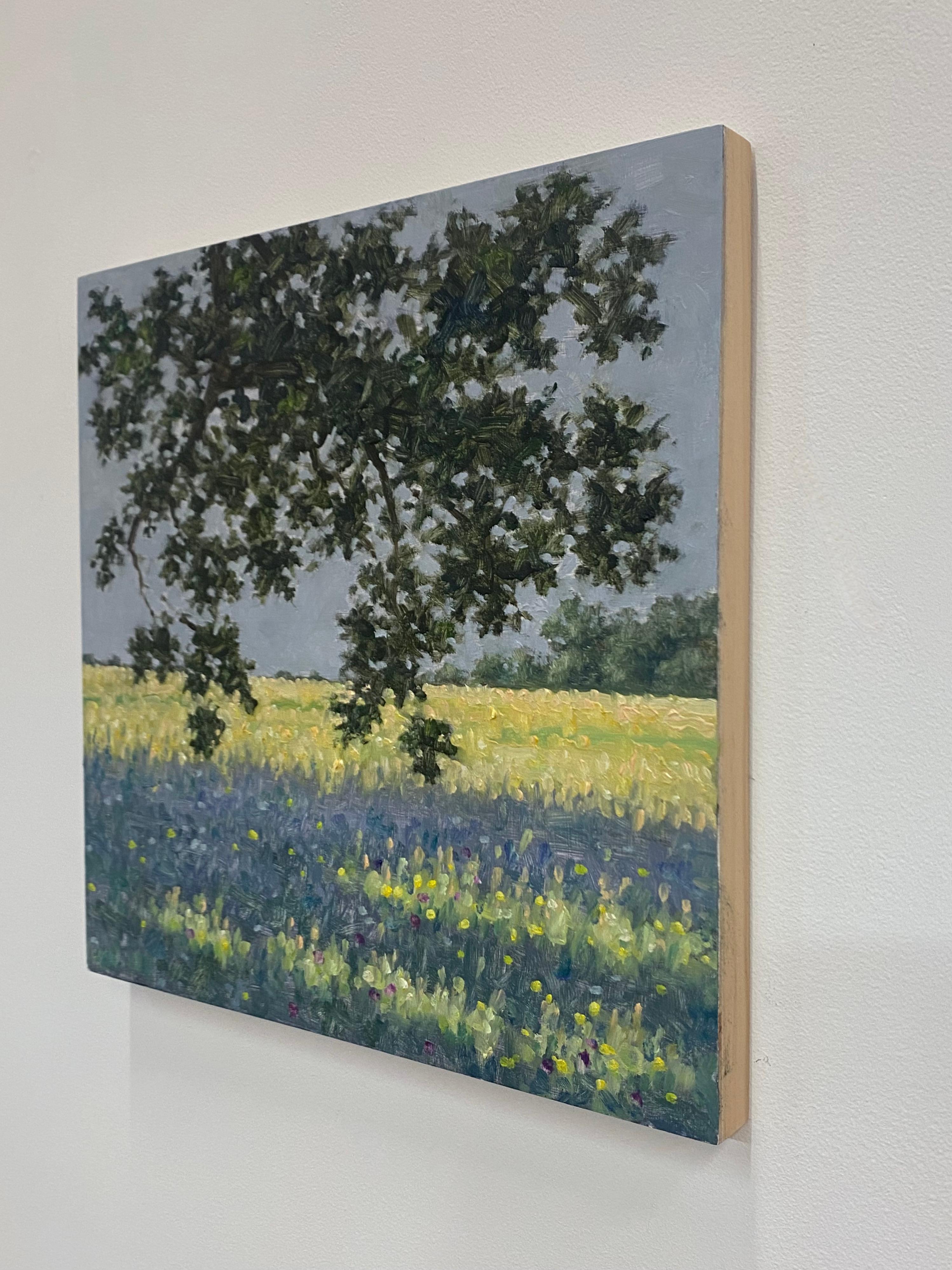 Field Painting June 15 2022, Summer Landscape, Green Tree, Purple Flowers For Sale 6