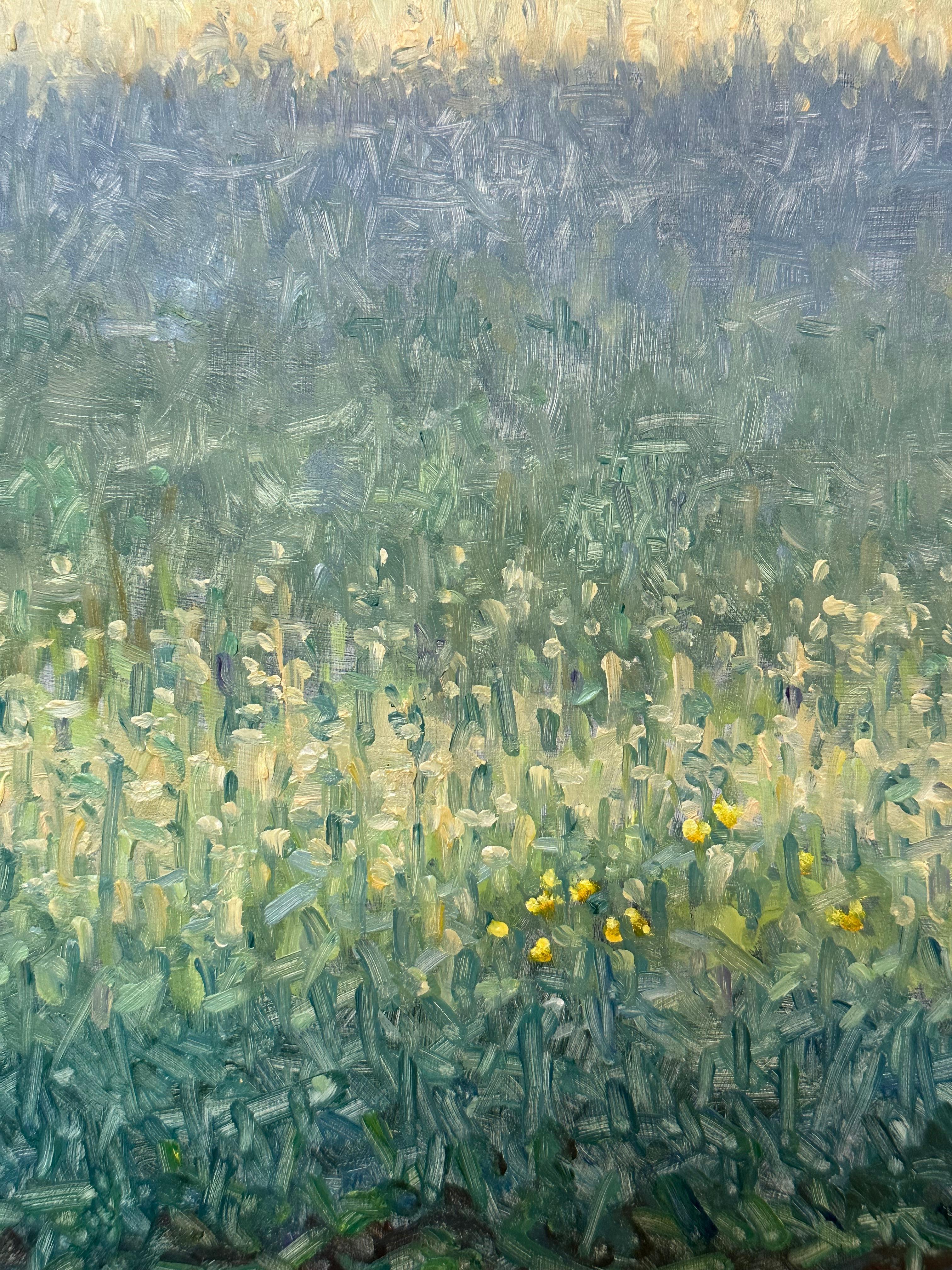 Pintura de campo 19 de junio - Paisaje contemporáneo Pintura al óleo Flores, 2023 en venta 1