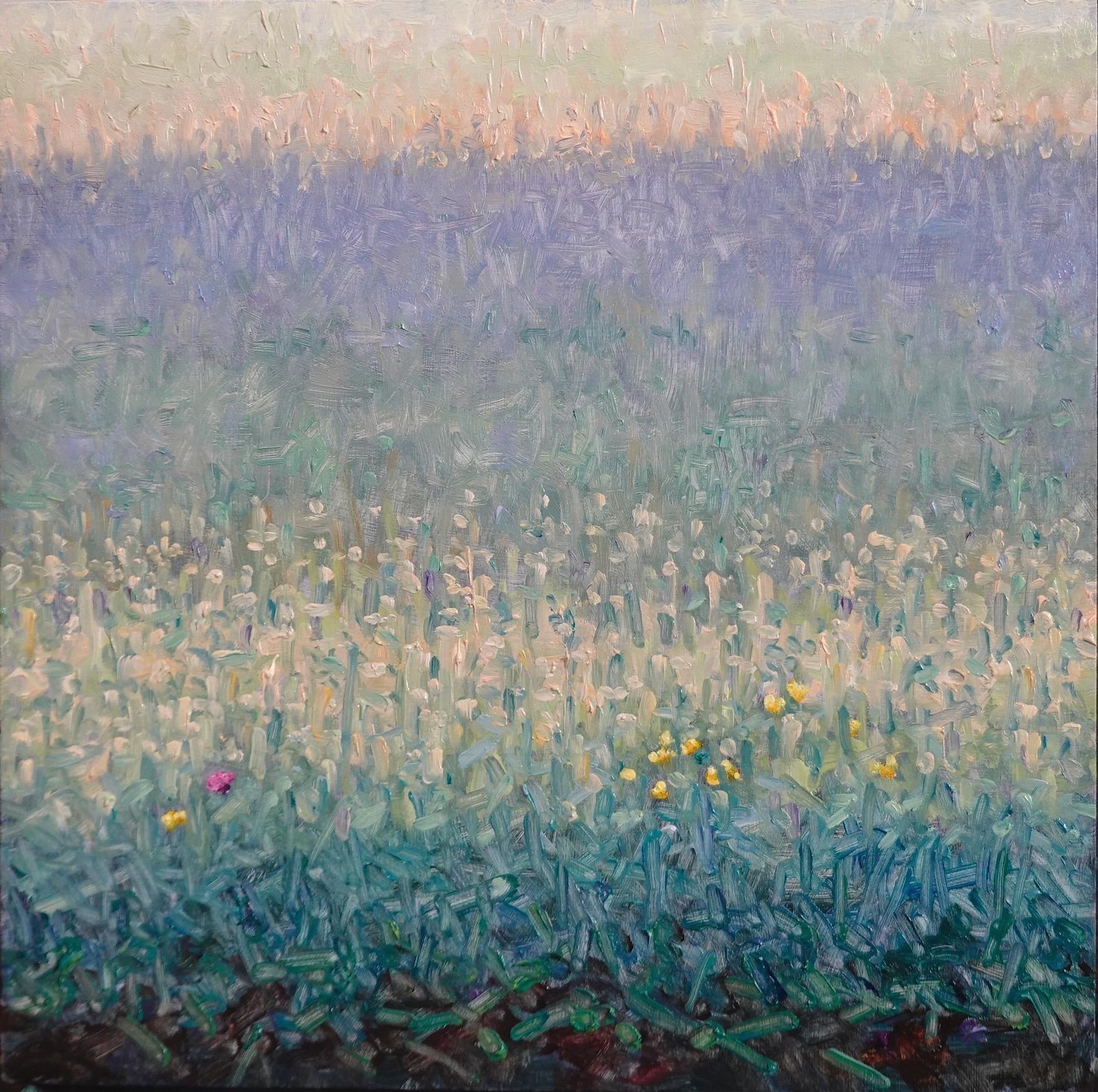Landscape Painting de Thomas Sarrantonio - Pintura de campo 19 de junio - Paisaje contemporáneo Pintura al óleo Flores, 2023
