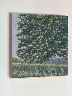 Field Painting June 23 2021 - Summer Landscape Tree Purple Flowers Grass, 2021