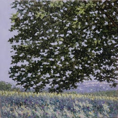 Field Painting June 23 2021 - Summer Landscape Tree Purple Flowers Grass, 2021