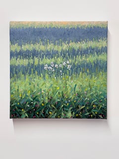 Field Painting June 24 - Contemporary Landscape Painting White Flowers, 2025