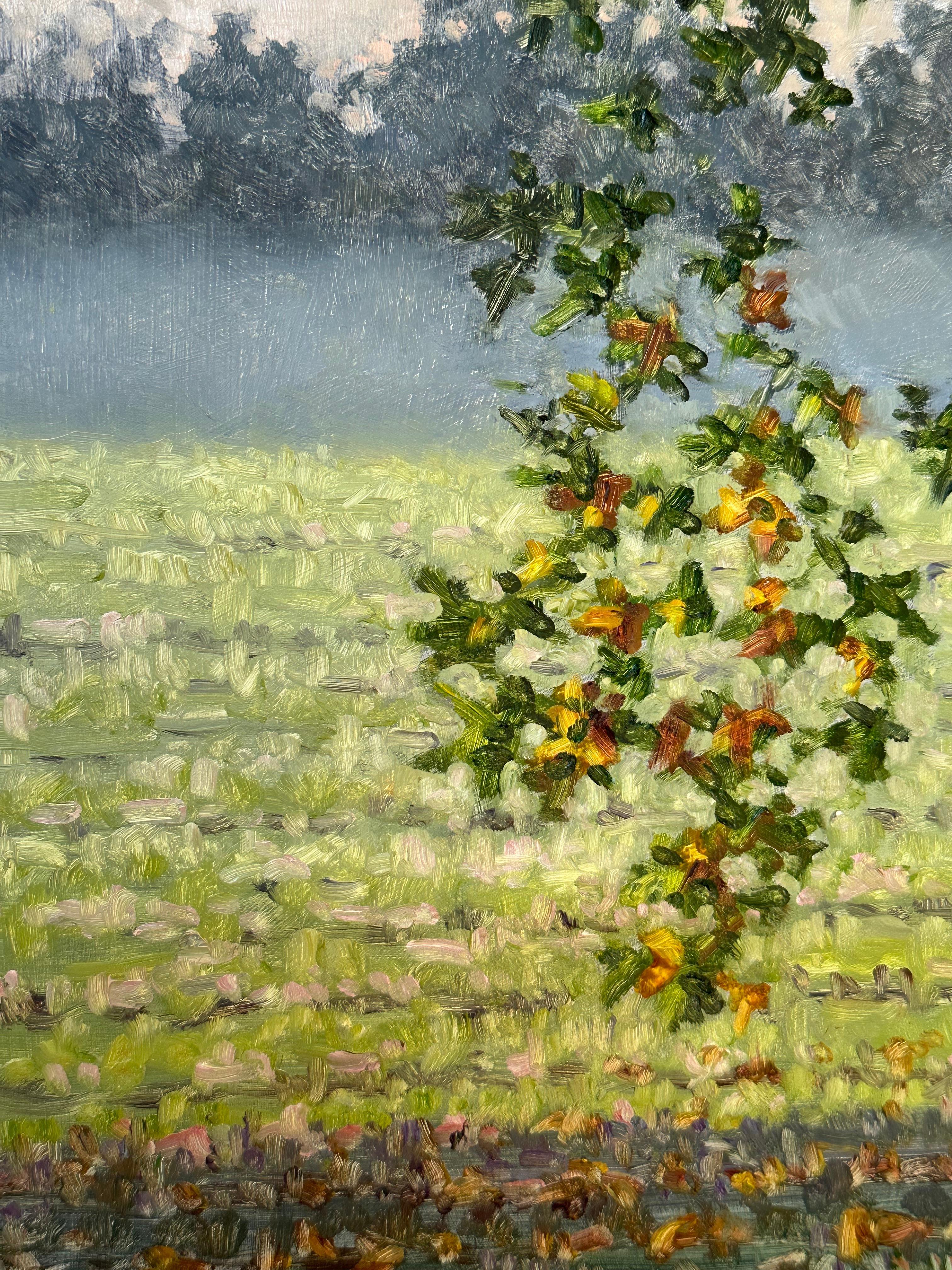 Pintura de campo 12 de octubre - Paisaje contemporáneo Pintura al óleo Árbol, 2023 en venta 2