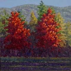 Field Painting October 13 - Contemporary Landscape Fall Foliage Trees, 2023