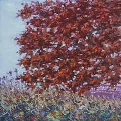 Peinture de terrain 28 octobre - Paysage contemporain Peinture à l'huile Automne, 2022