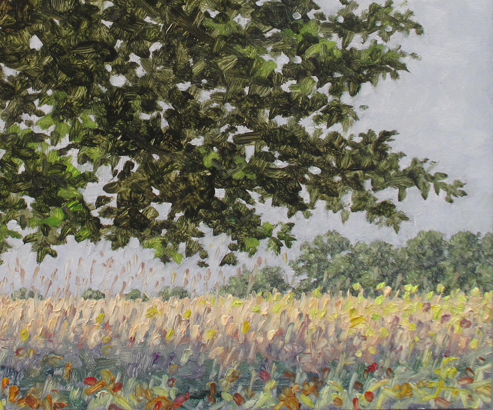 Field Painting September 18 - Wildblumen Gelb Grünes Gras Landschaft, 2020 im Angebot 2