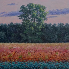 Pittura di campo 19 settembre - Pittura di paesaggio contemporanea alberi autunno, 2023