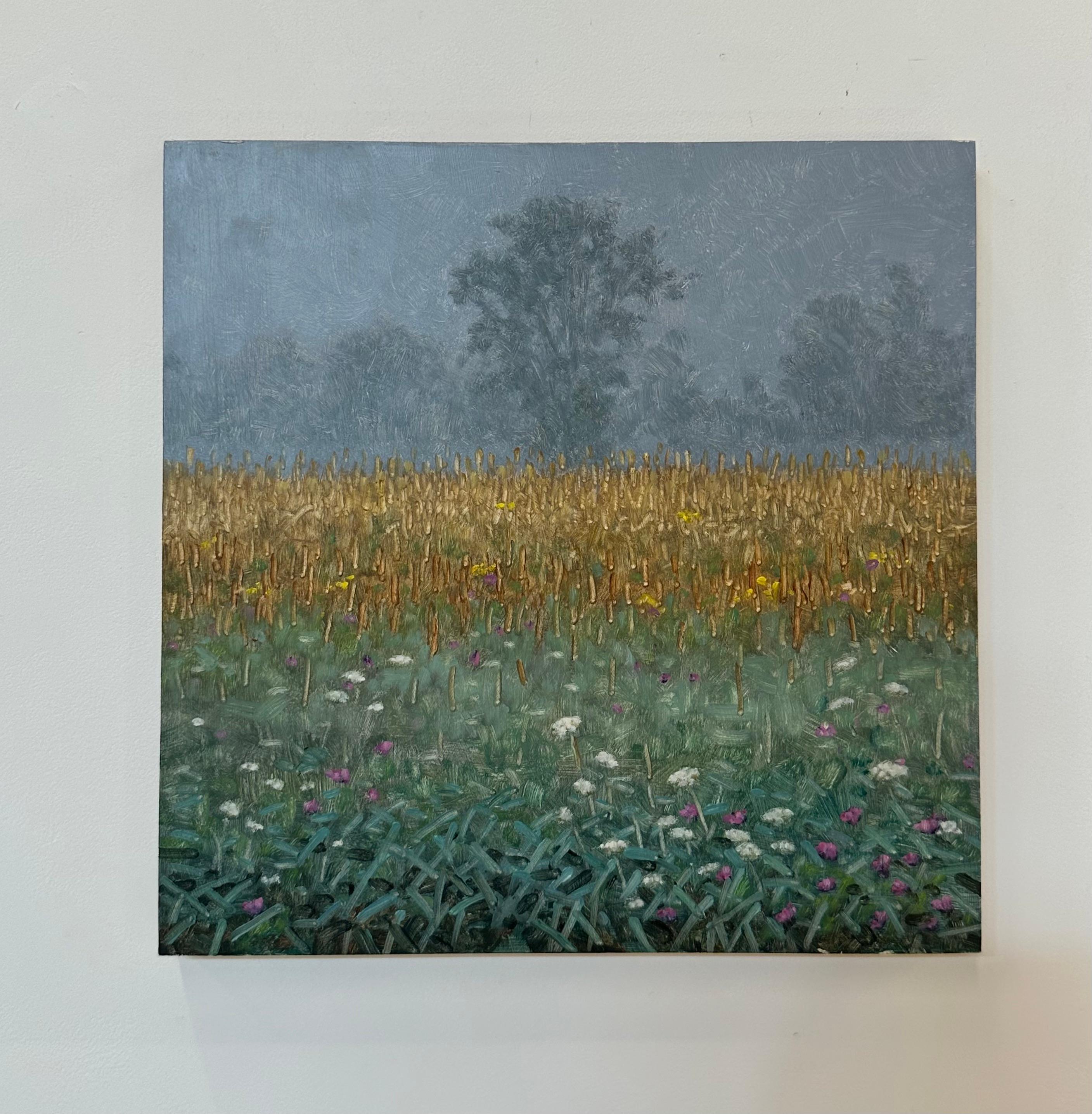 Peinture de terrain 6 septembre - Peinture de paysage contemporain Fleurs Arbres, 2023 - Painting de Thomas Sarrantonio