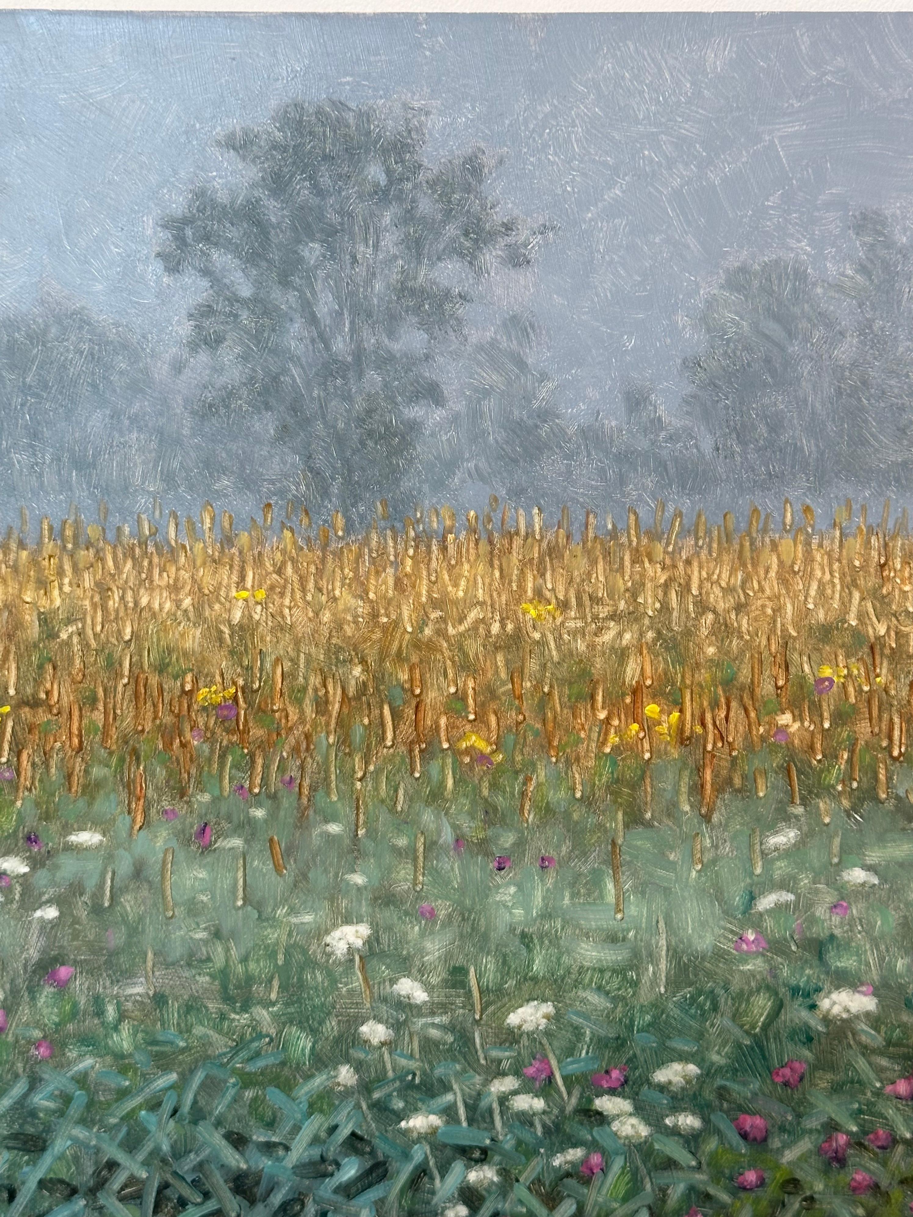 Peinture de terrain 6 septembre - Peinture de paysage contemporain Fleurs Arbres, 2023 - Gris Landscape Painting par Thomas Sarrantonio