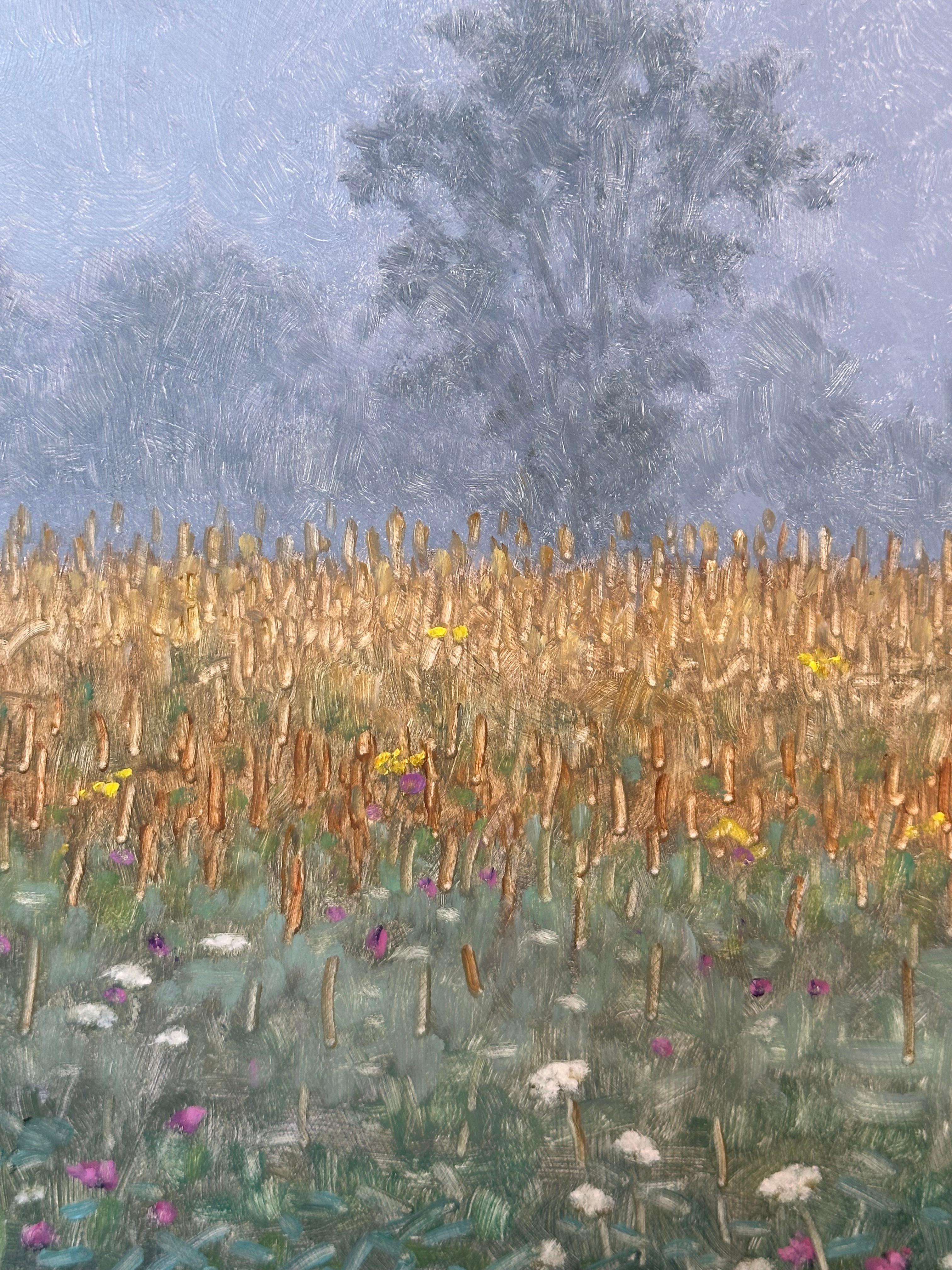 Peinture de terrain 6 septembre - Peinture de paysage contemporain Fleurs Arbres, 2023 en vente 1