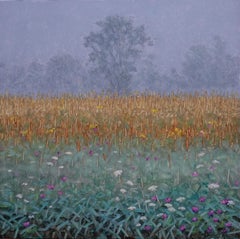 Field Painting September 6 - Contemporary Landscape Painting Flowers Trees, 2023