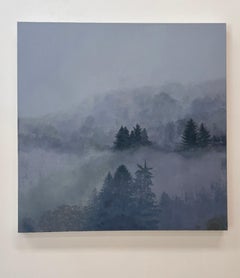 Niebla en la Montaña - Paisaje Contemporáneo Niebla Gris Pinos, 2025