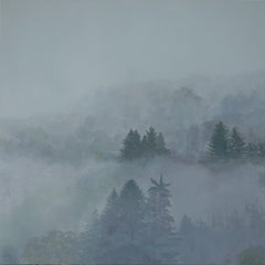 Niebla en la Montaña - Paisaje Contemporáneo Niebla Gris Pinos, 2025