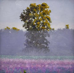 July 2: Plein Air Landscape Oil Painting on Canvas of Purple Mist in Summer