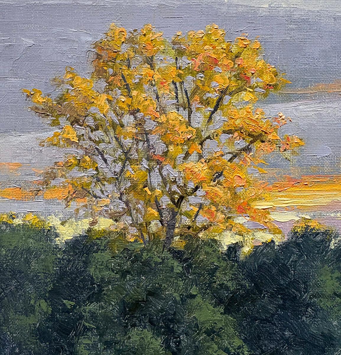 10. Oktober: Plein-Air-Landschaftsmalerei auf Leinwand mit Herbstlaub – Painting von Thomas Sarrantonio