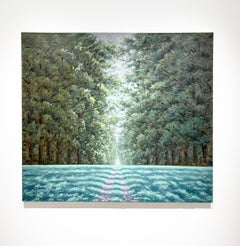 Camino: Pintura al óleo de paisajes de estilo impresionista sobre lienzo de Bosque de verano