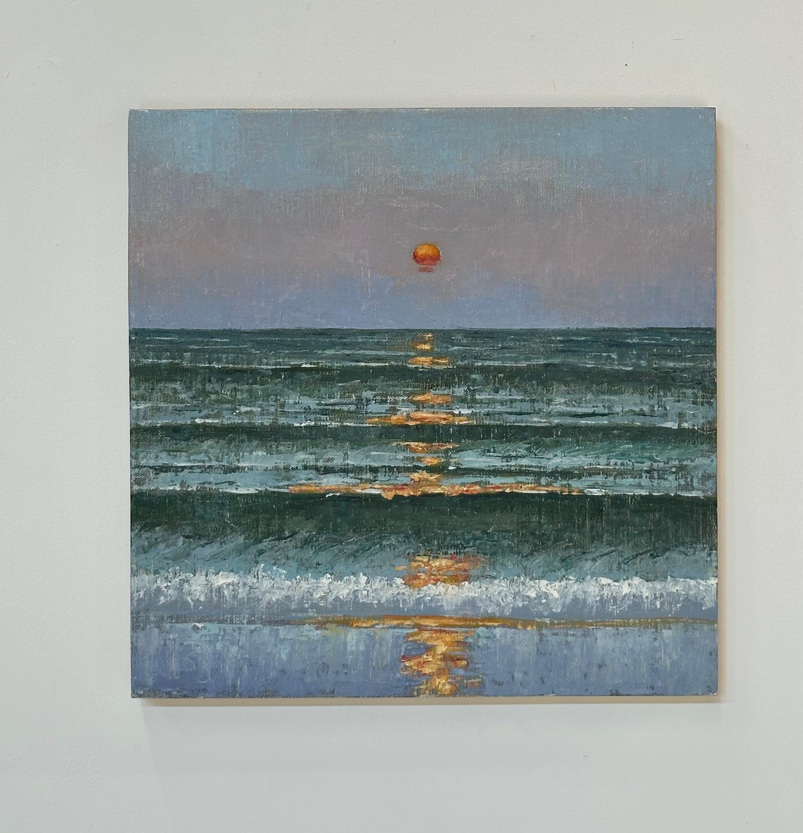 Seascape September 28 - Contemporary Sea Landscape Ocean Waves Sunset Sky, 2023 - Painting by Thomas Sarrantonio