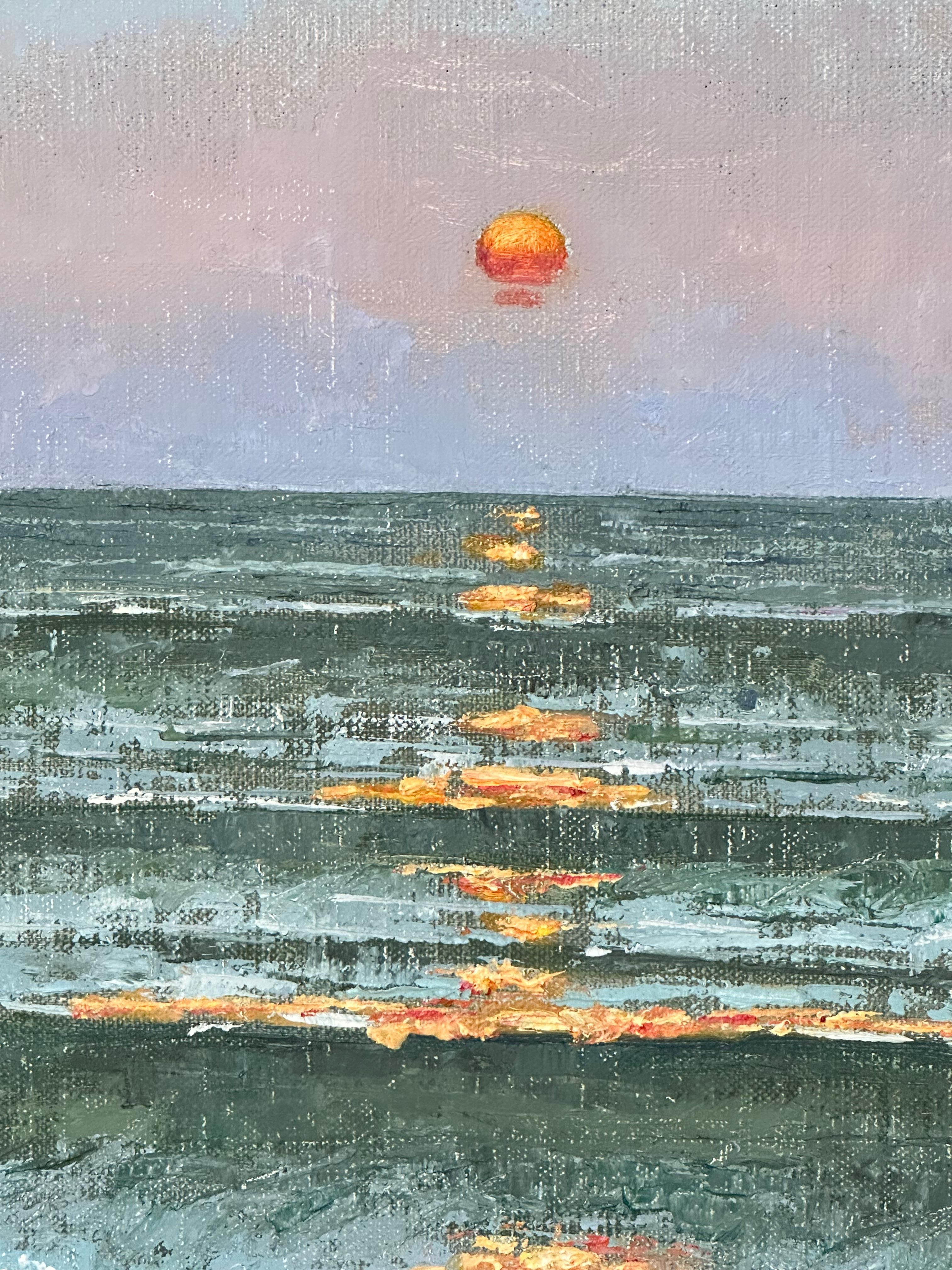 Seascape September 28 - Contemporary Sea Landscape Ocean Waves Sunset Sky, 2023 For Sale 1