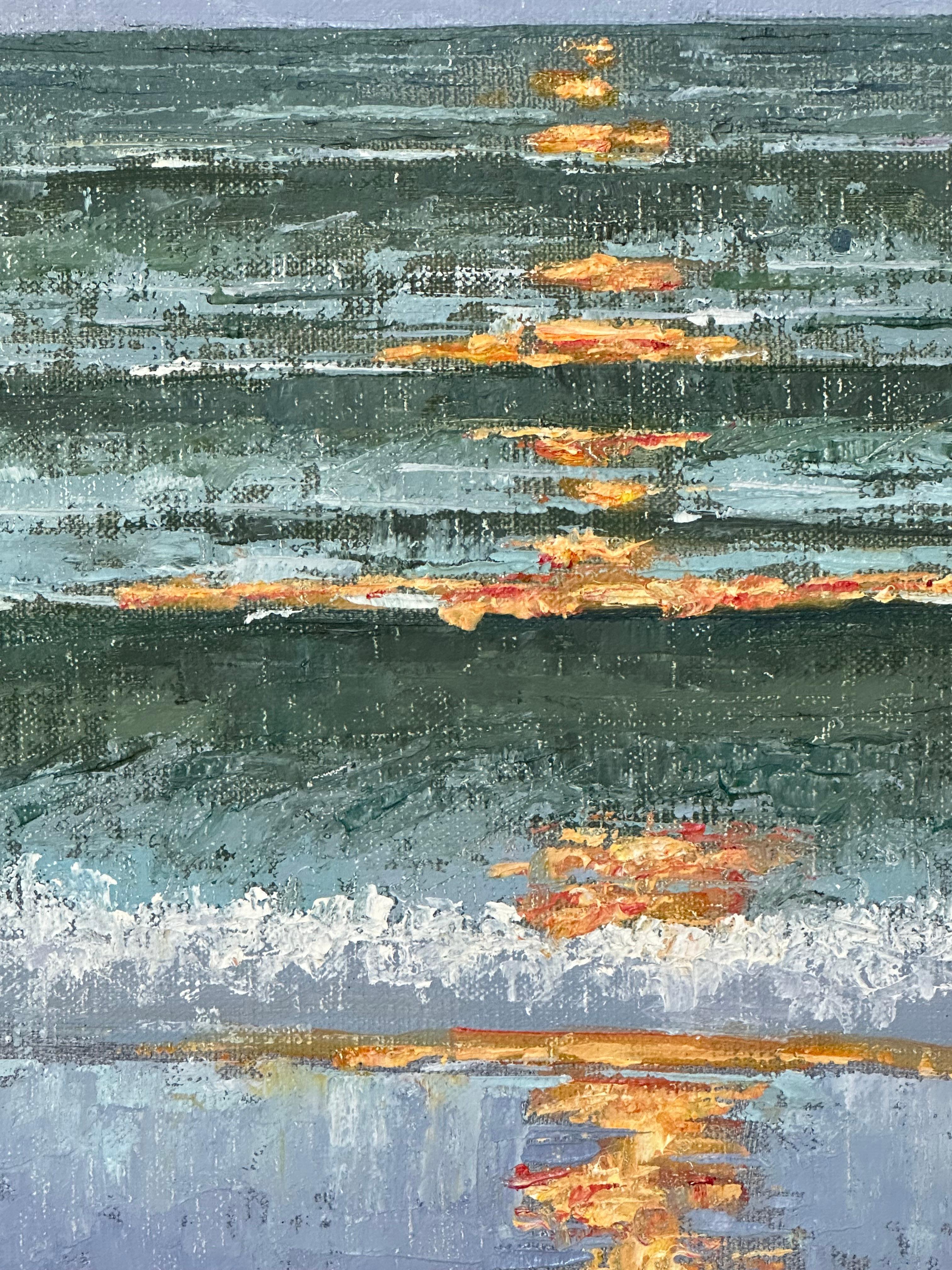 Seascape September 28 - Contemporary Sea Landscape Ocean Waves Sunset Sky, 2023 For Sale 2
