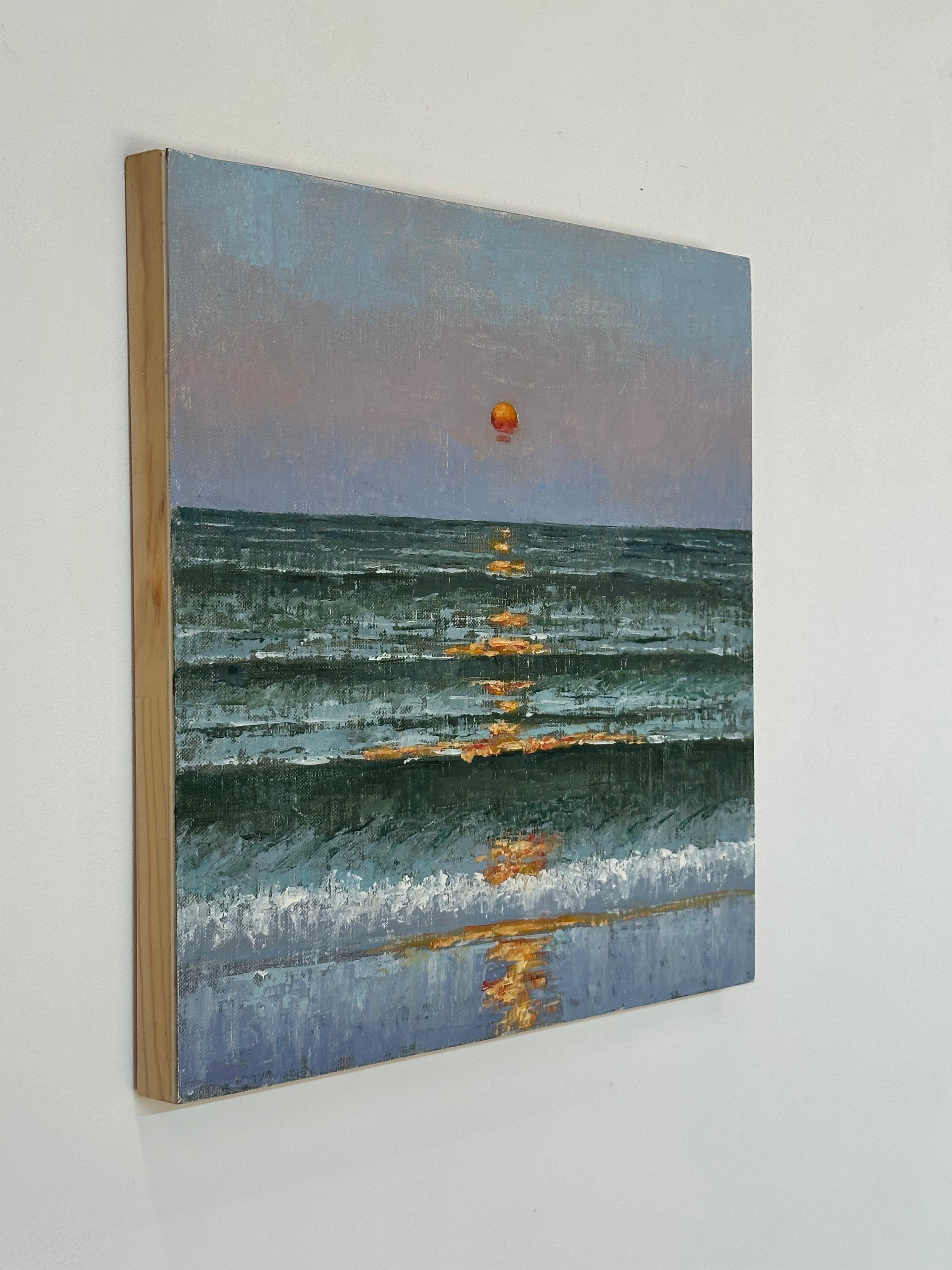 Seascape September 28 - Contemporary Sea Landscape Ocean Waves Sunset Sky, 2023 For Sale 4