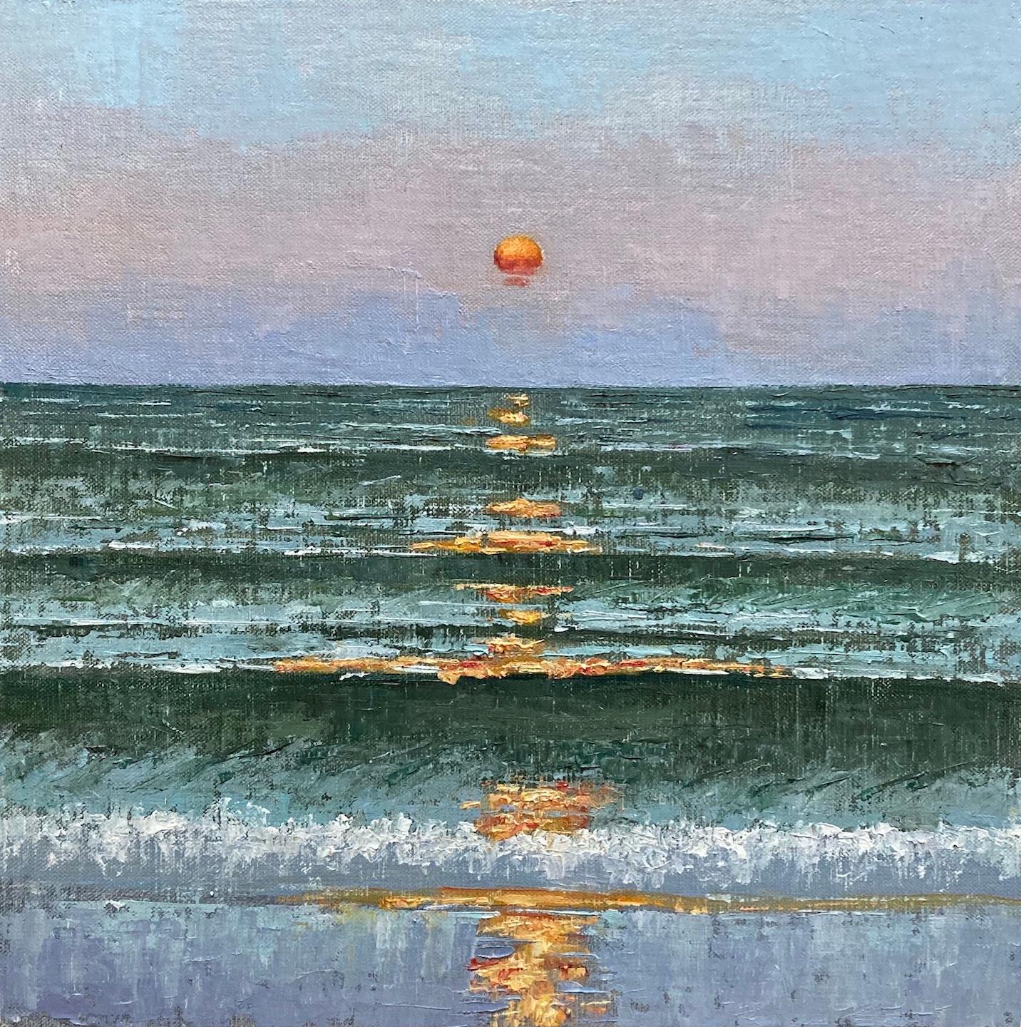 Paesaggio marino 28 settembre - Paesaggio marino contemporaneo Onde dell'oceano Cielo al tramonto, 2023