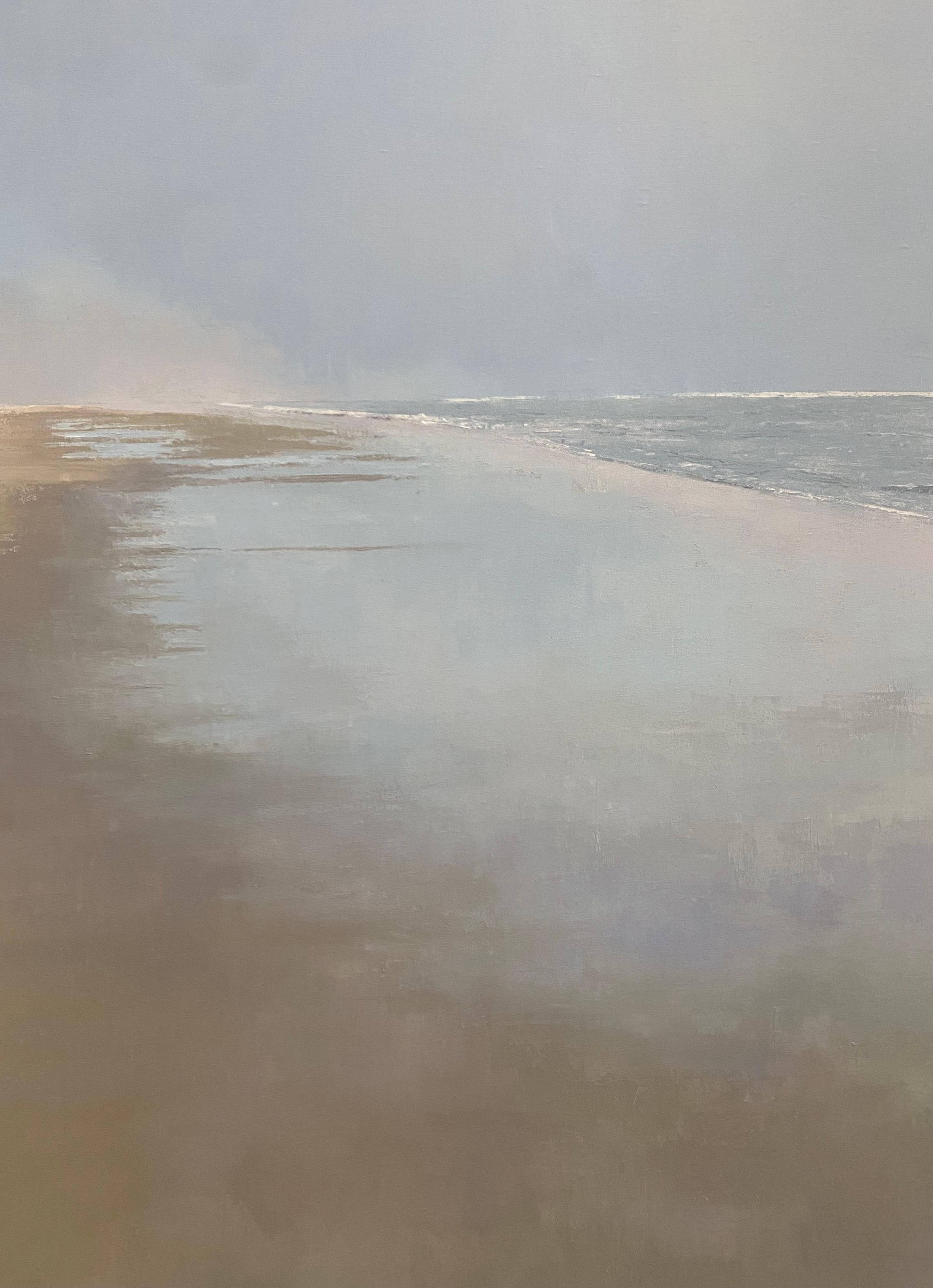Paesaggio marino con nebbia - Paesaggio contemporaneo sulla spiaggia, mare, cielo nebbioso, oceano, 2022 in vendita 5