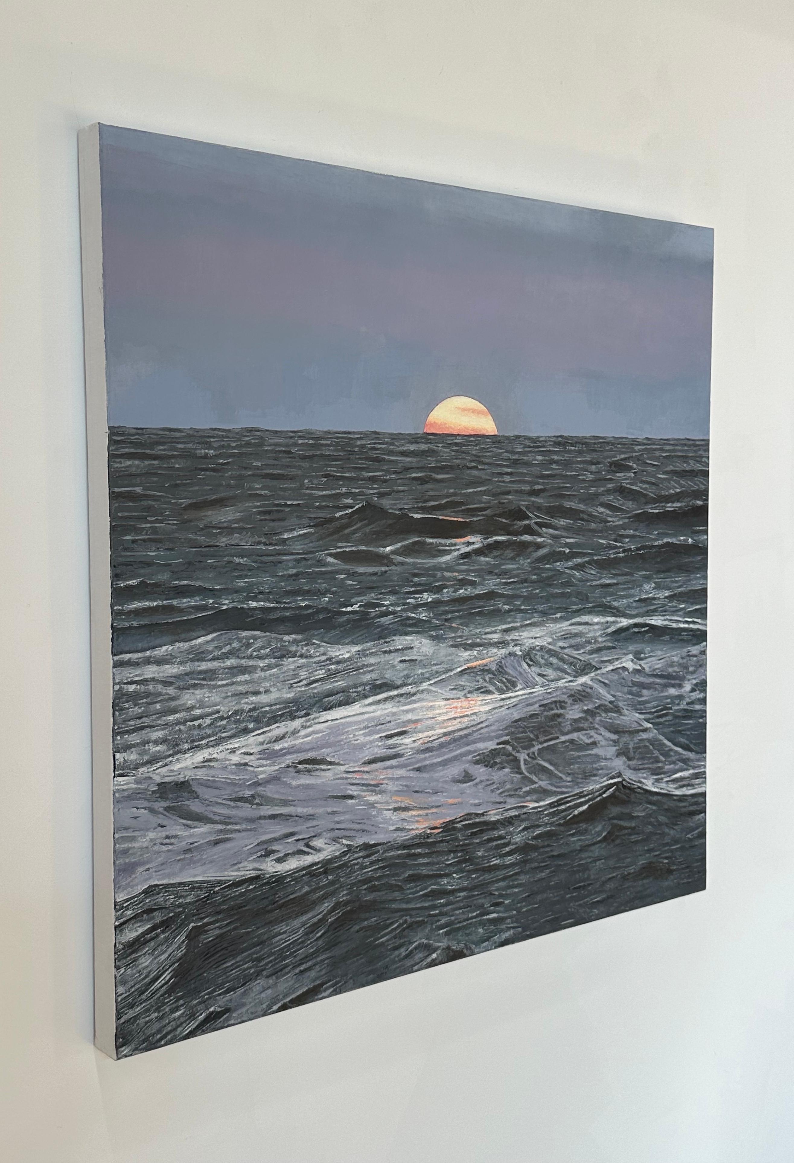 Paysage marin avec lever de soleil - Contemporary Sea Landscape Ocean Waves Morning Sky, 2024 - Painting de Thomas Sarrantonio